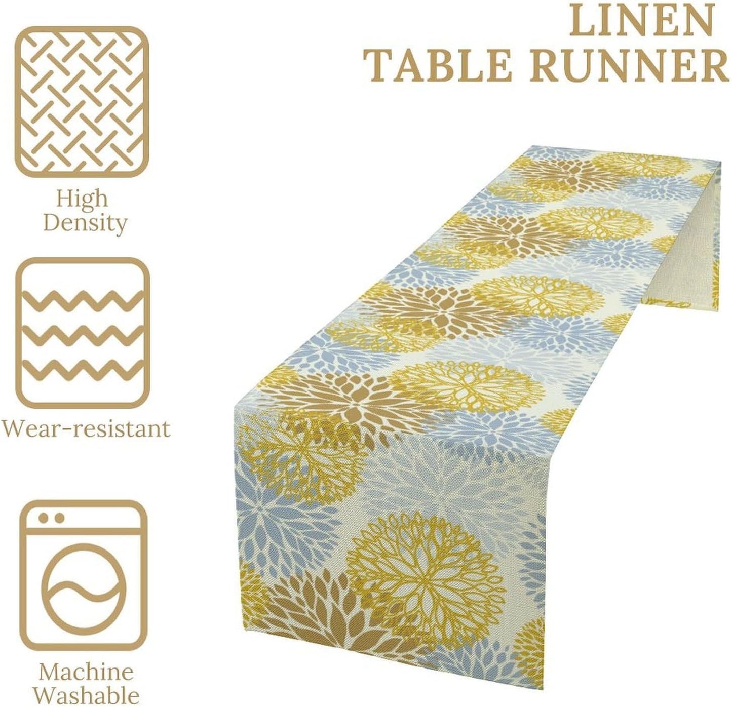 Flowers Table Runner,Spring Summer Floral Pattern Seasonal Farmhouse Kitchen Dining Table Home Party Decoration 13x90 Inch