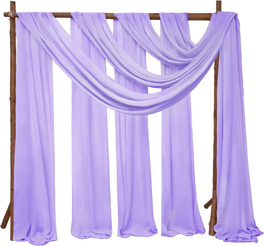 8 Panels Wedding Arch Draping Fabric 28" x 20Ft Wedding Arch Drapes Chiffon Fabric Drape Sheer Backdrop Curtain for Weddings Party Ceremony Baby Shower Arbor Drapery Reception Ceiling Decor(Lavender)