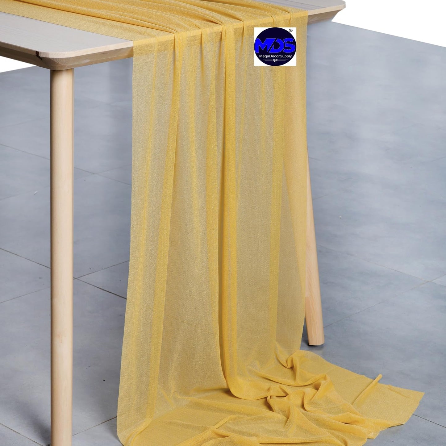 MDS Halloween Chiffon Table Runner - 15 Pack, 29 x 170 Inches, 14ft Each - Sheer Spooky Table Runners for Haunted House Parties, Trick-or-Treat Tables, Witchy Décor, Wedding & Events - Gold
