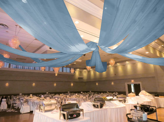 6 Panels Dusty Blue Ceiling Drapes for Wedding 5ftx20ft Ceiling Drapes Wedding Arch Draping Fabric Cheesecloth Sheer Curtain Romantic Ceiling Decorations for Weddings Party Banquet Ceremony Stage