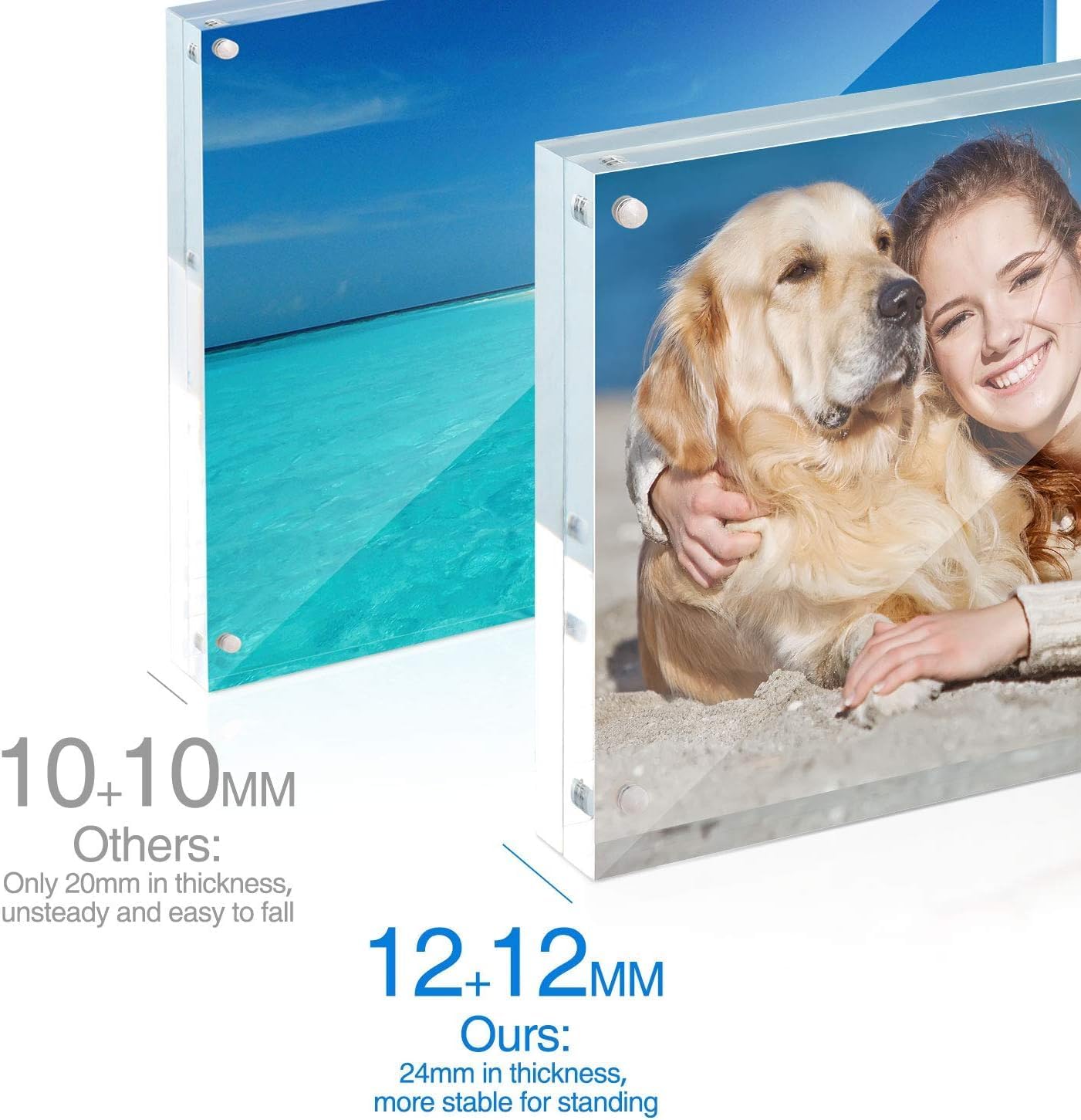 TWING 5x7 Acrylic Frame,75 Cases (20 Pack/Case) Pallet Package for Small Business,12+12MM Thicker Double Sided Acrylic Frame,Freestanding Clear Picture Frame for Desktop Display