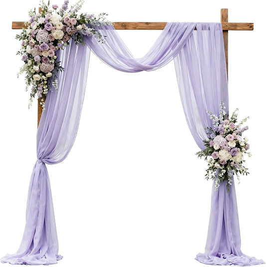 Wedding Arch Draping Fabric 29" x 18 FT Lavender Sheer Chiffon Outdoor Curtain Drapes for Wedding Birthday Party Ceremony Decor(1 Panel, Lavender)