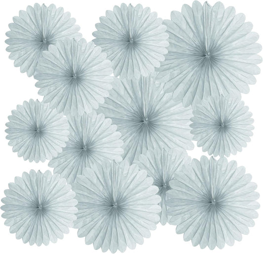 20 Pcs Gary Hanging Paper Fan, Hanging Honeycomb Round Paper Fans for Weddings, Birthdays, Christmas, Baby Showers, Classroom, Events Ceiling Party Supplies Decorations
