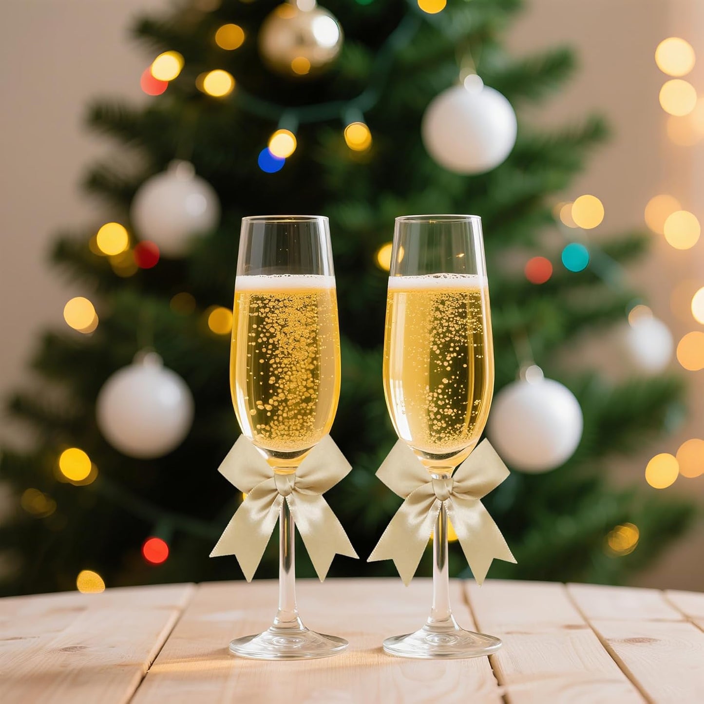 50 Pieces Gift Wrap Bows Premium Satin Ribbon Bows 3.3 Inch Craft Bows for Gift Wrapping DIY Treat Bags Holiday Gifts Bag Party Decorations, Wedding Decor Christmas Birthday Presents (Golden)