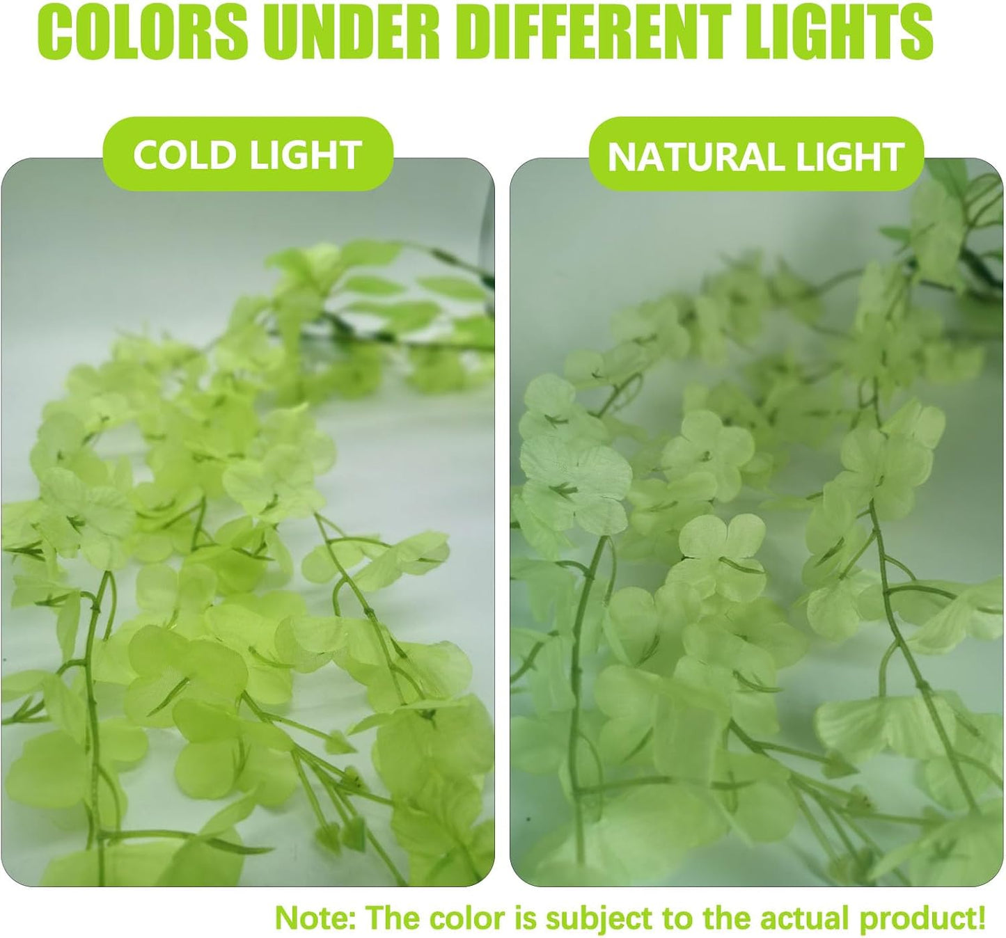 5 Pack Green Wisteria Hanging Flowers, 3.44 Ft Fake Hanging Flowers, Artificial Wisteria Garland Vines for Wedding Room Backdrop Outdoor Patio Garden Decoration