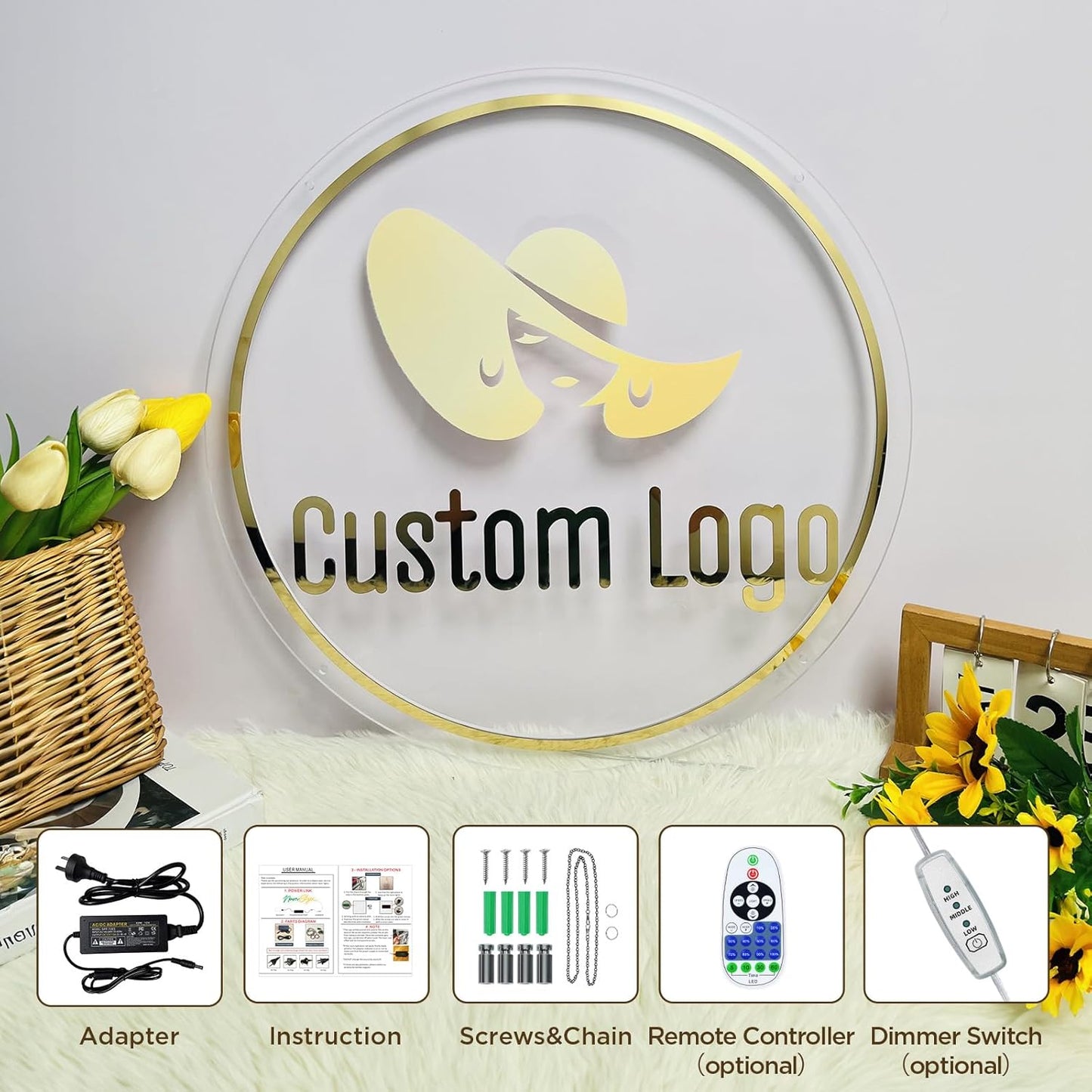 Custom Business Logo Neon Sign for Personalized Company Store UV Metal Acylic LED Backlit Shop Name Light Signo Office Company Logo Néon for Coffee Shop Salon Studio Signs