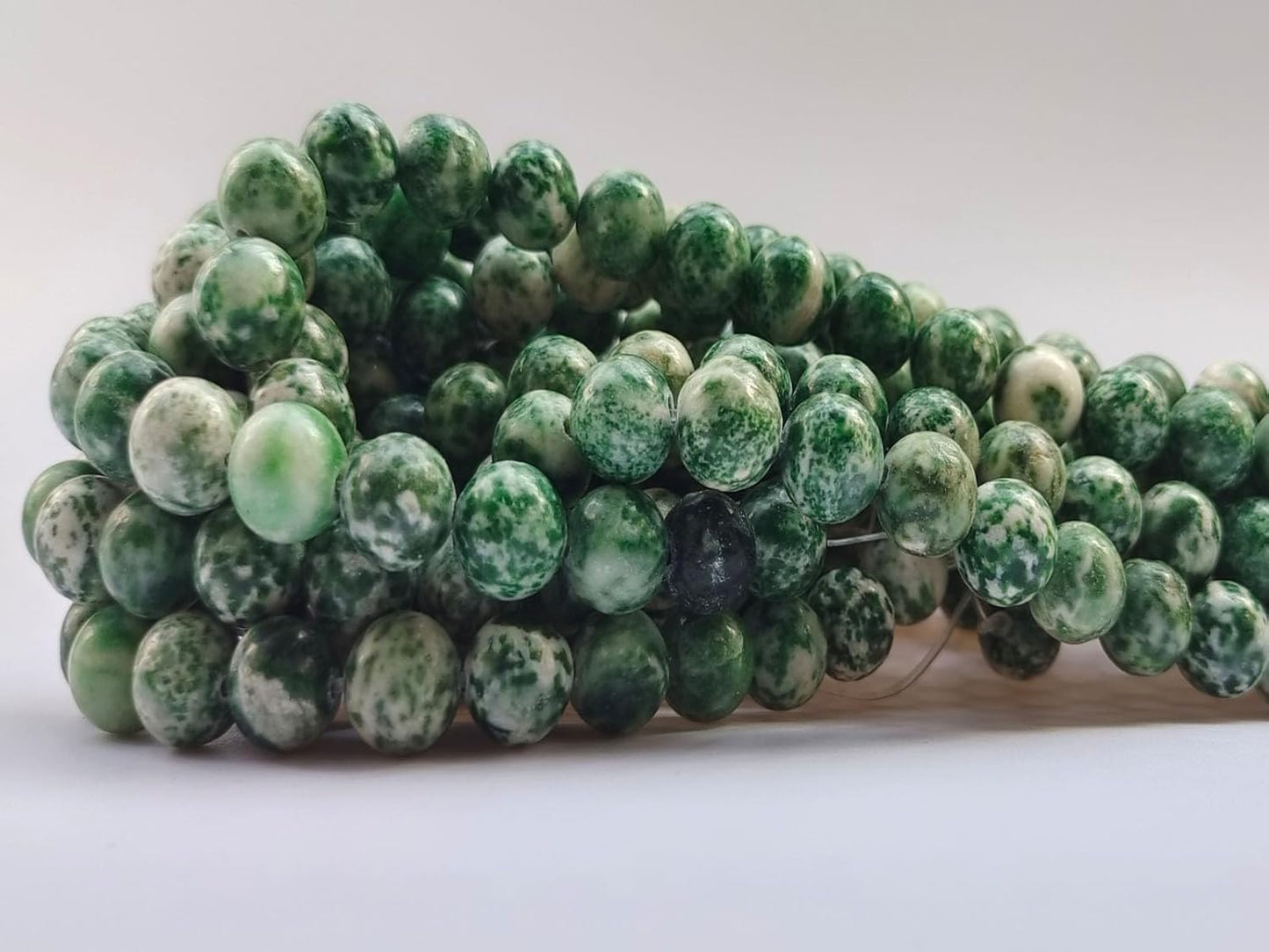 Stone Beads 10mm 60pcs Green Spot Jasper Beads Round Loose Gemstones Beads for Bracelet Necklace Jewelry Making (10mm, 61006 Green Spot Jasper)