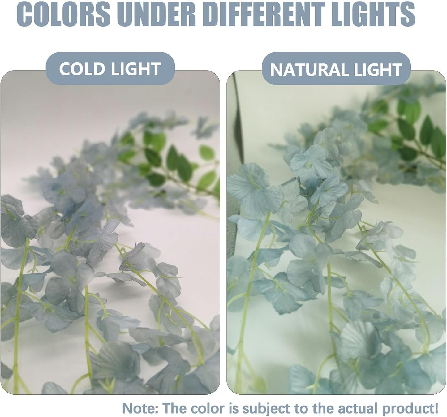 5pcs Grey Artificial Wisteria Garland, 3.77 Ft Hanging Flowers, Irregular Shape, Outdoor Indoor Home Decor, 5 Count