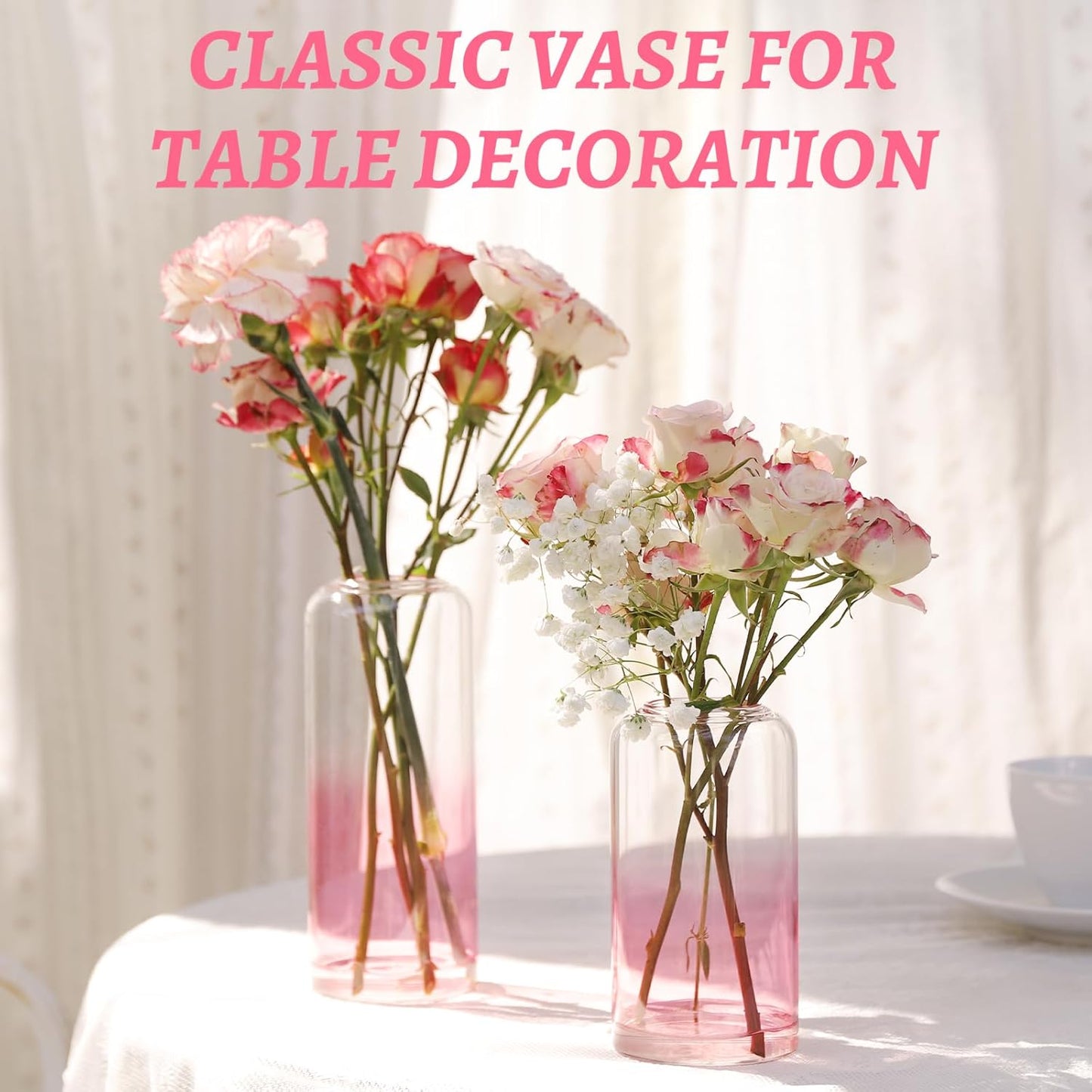 24Pcs Pink Bud Vases, Glass Flower Vase for Centerpieces, Small Vases for Flowers, Decor Centerpiece for Bathroom, Decorative Vases for House Warming