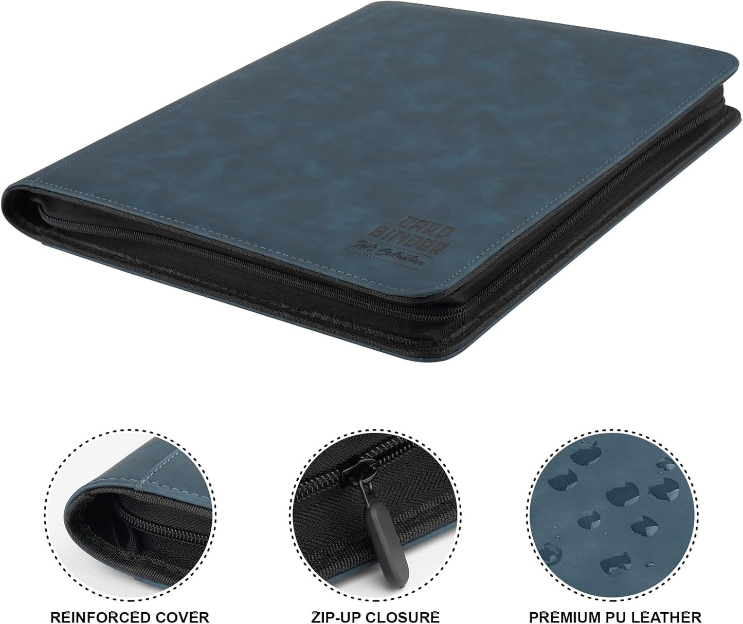 Toploader Binder with 9-Pocket Pages, Holds 288 "3×4" Rigid Toploader Hard Cases, Card Holder for Collectible Cards or Sports Cards, Durable Sleeves for Storage & Display (Navy)