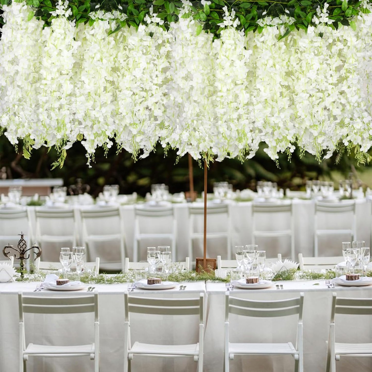 Wisteria Artificial Flowers Garland，10Pcs Total 60ft Silk Fake White Wisteria Flowers Hanging for Home Garden Wedding Arch Party Indoor Outdoor Decor