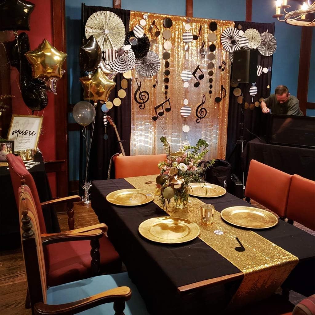 Eternal Beauty Gold Table Runner for Wedding, 5PCS-12x108 Sequin Table Runner Decorations for Birthday Parties, Banquets, Graduations,Christmas