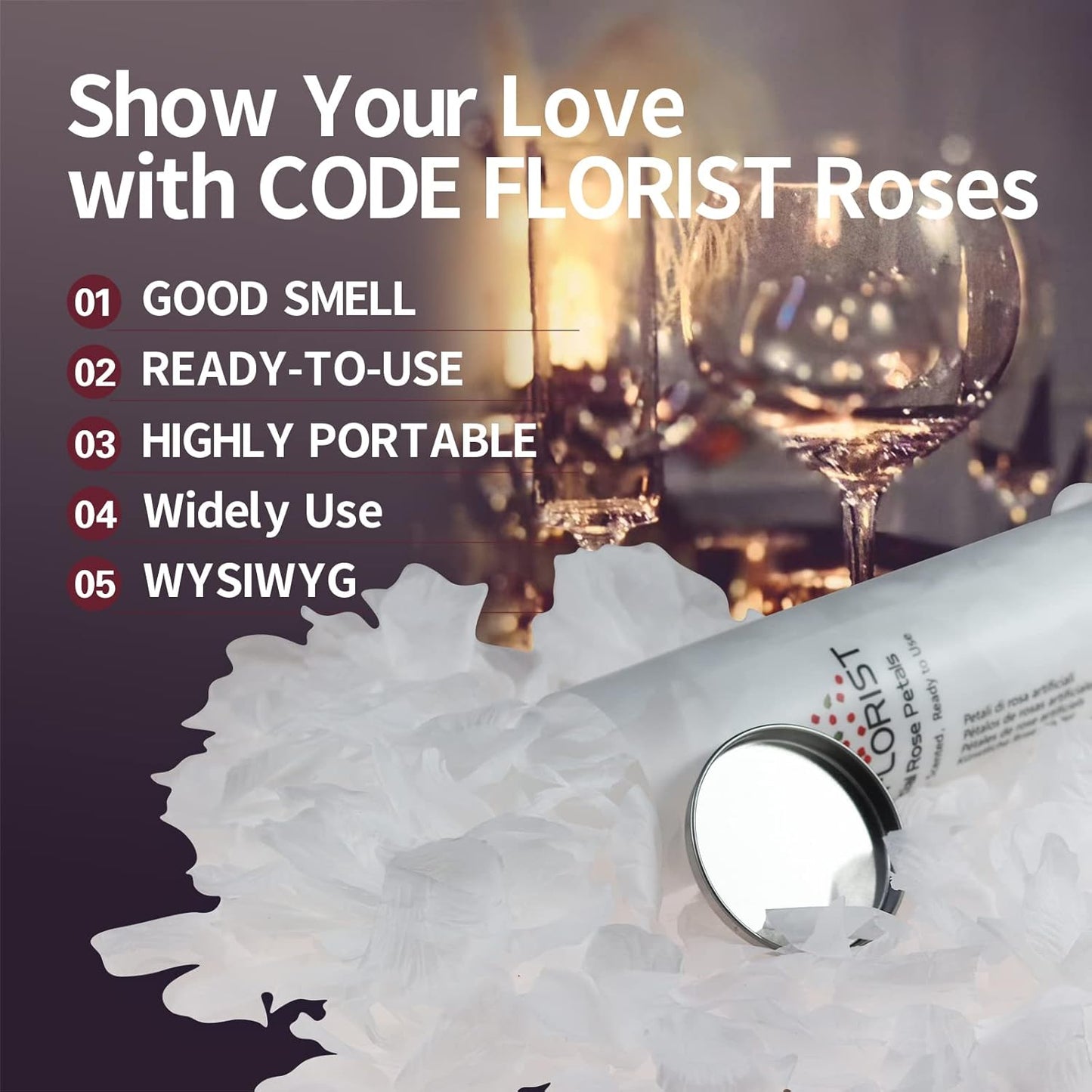 CODE FLORIST 1500 PCS White Silk Rose Petals for Valentine's Day,Romantic Night,Wedding,Proposal Anniversary Flower Decorations(Separated,Scented)
