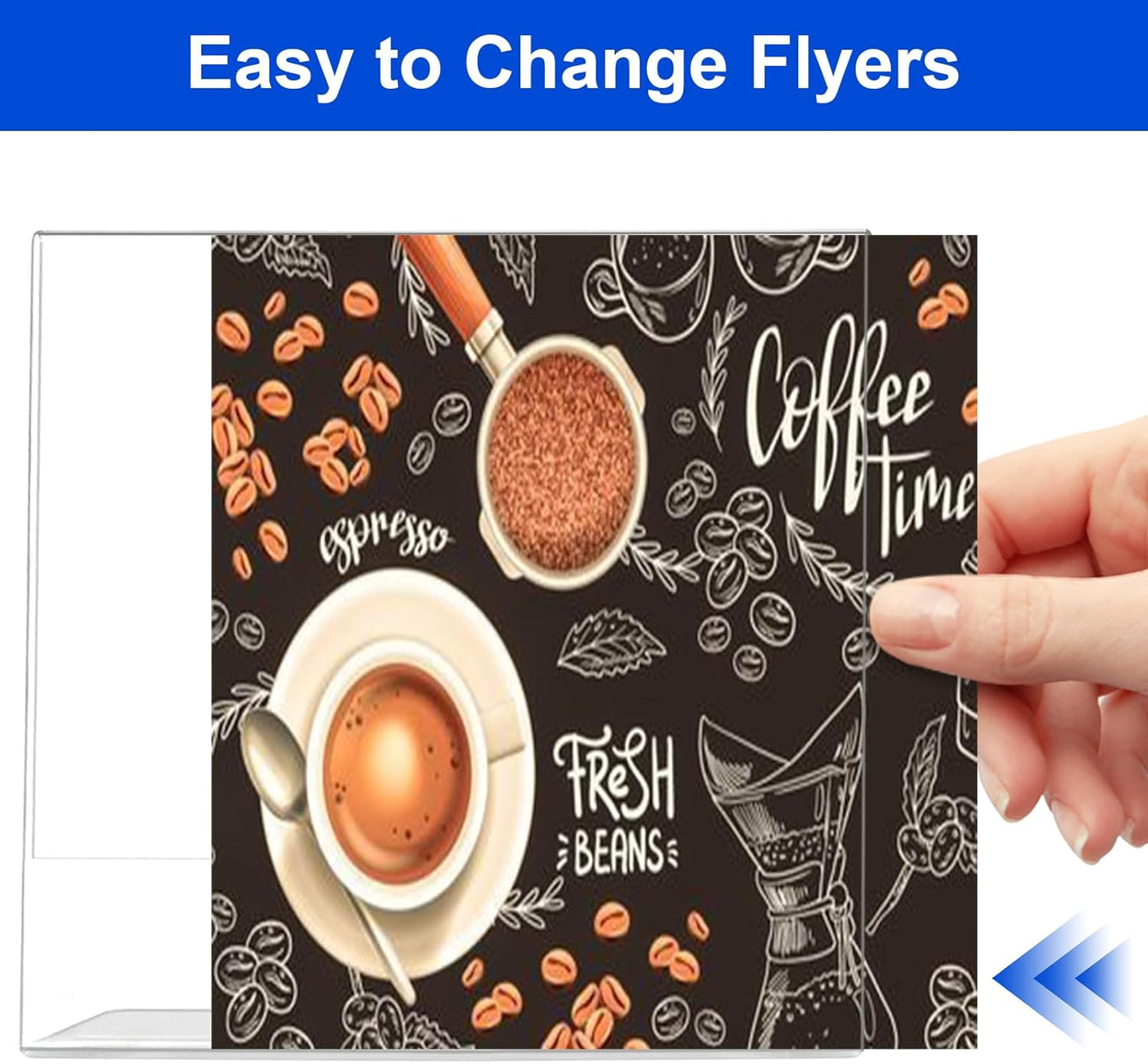 Horizontal Acrylic Sign Holder 5 x 7, L-Shape Clear Plastic Display Stand for Tabletop, Acrylic Stands for Flyers, Table Paper Holder, Vertical Sign Holder 5x7 for Restaurants, Office and School (Slant 6 Pack 7x5)