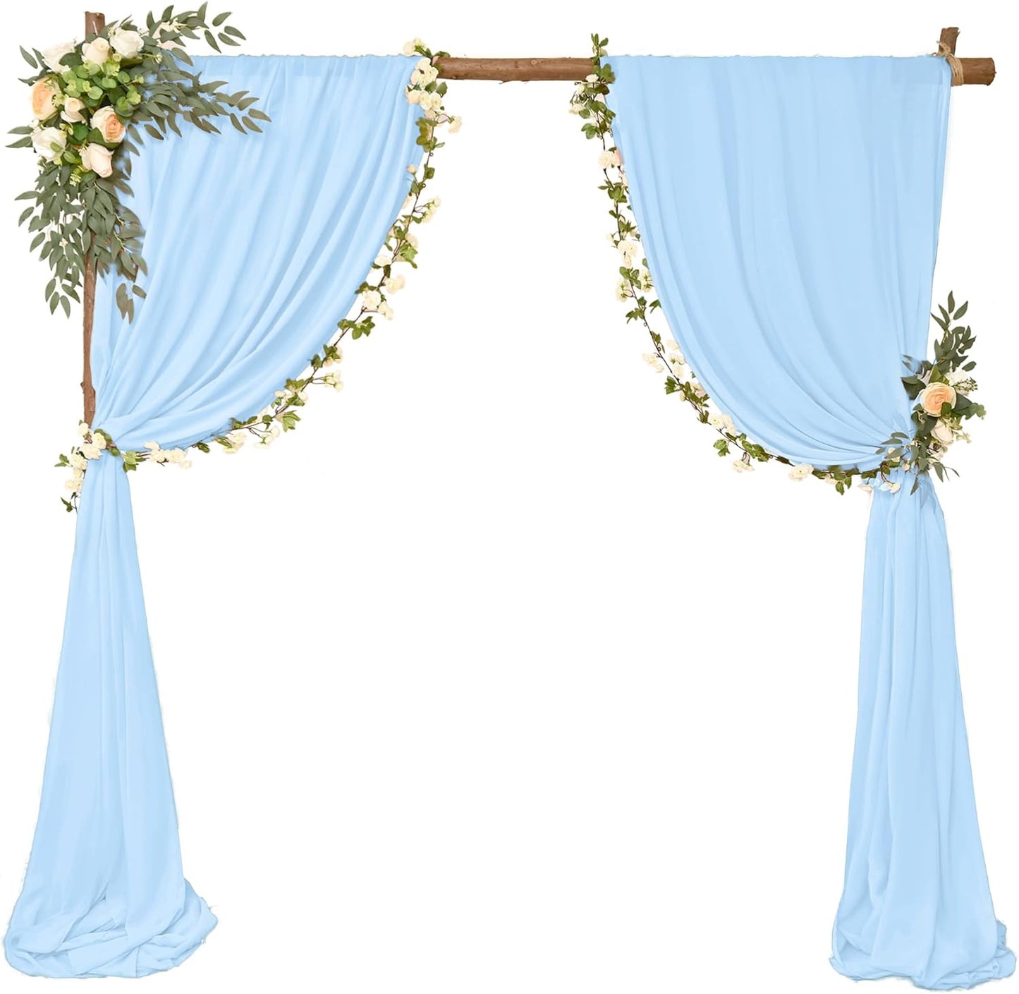 4 Panels Wedding Arch Draping Fabric 28" x 20Ft Chiffon Wedding Arch Drapes Chiffon Fabric Drape Sheer Backdrop Curtain for Weddings Party Ceremony Birthday Reception Backdrop Ceiling Décor(Baby Blue)