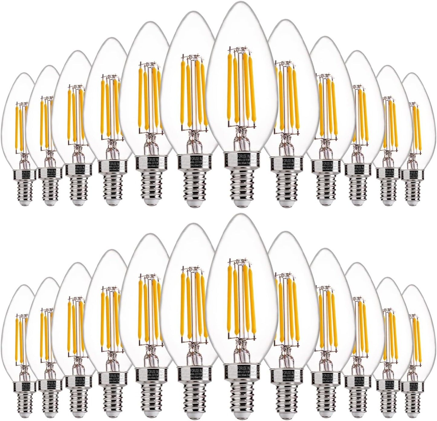 FLSNT 60W Equivalent LED Chandelier Light Bulbs, Dimmable LED B11 E12 Candelabra Base Bulbs, 3000K Warm White, 500LM, 24 Pack