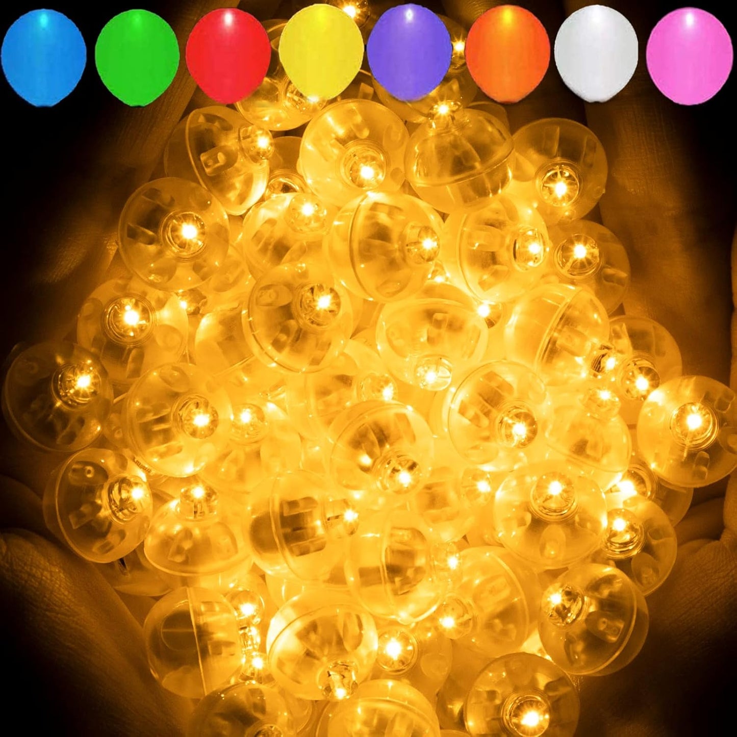 Aogist 50pcs Orange Balloon Lights,Long Standby Time Waterproof Mini Light,Battery Powered,Round LED Ball Lamp for Latex Balloon Paper Lantern Party Wedding Festival Christmas Halloween Decorative
