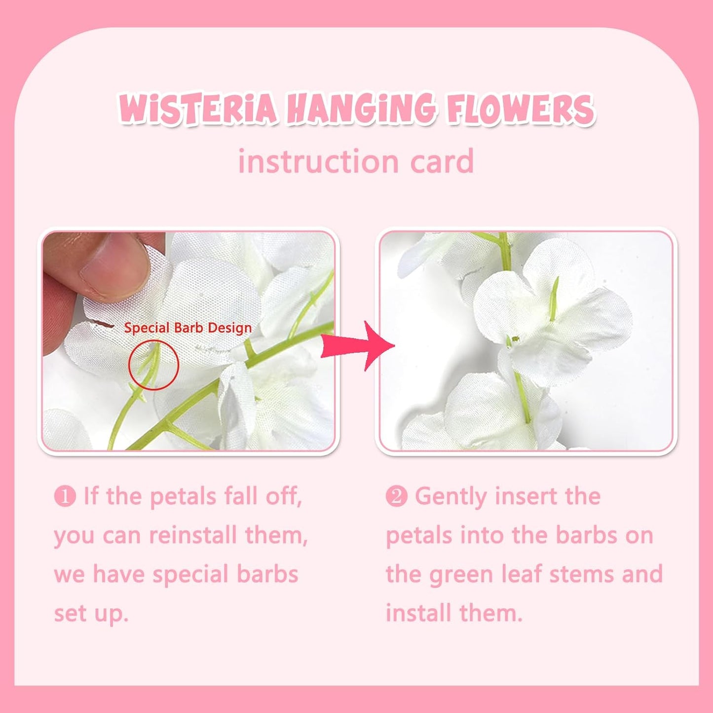 24 Pack Dark Pink Wisteria Hanging Flowers Garland, 3.77 Feet Artificial Flower Vines, Fake Wisteria, Artificial Vines Hanging Garland for Backdrop Outdoor Yard Garden Decor