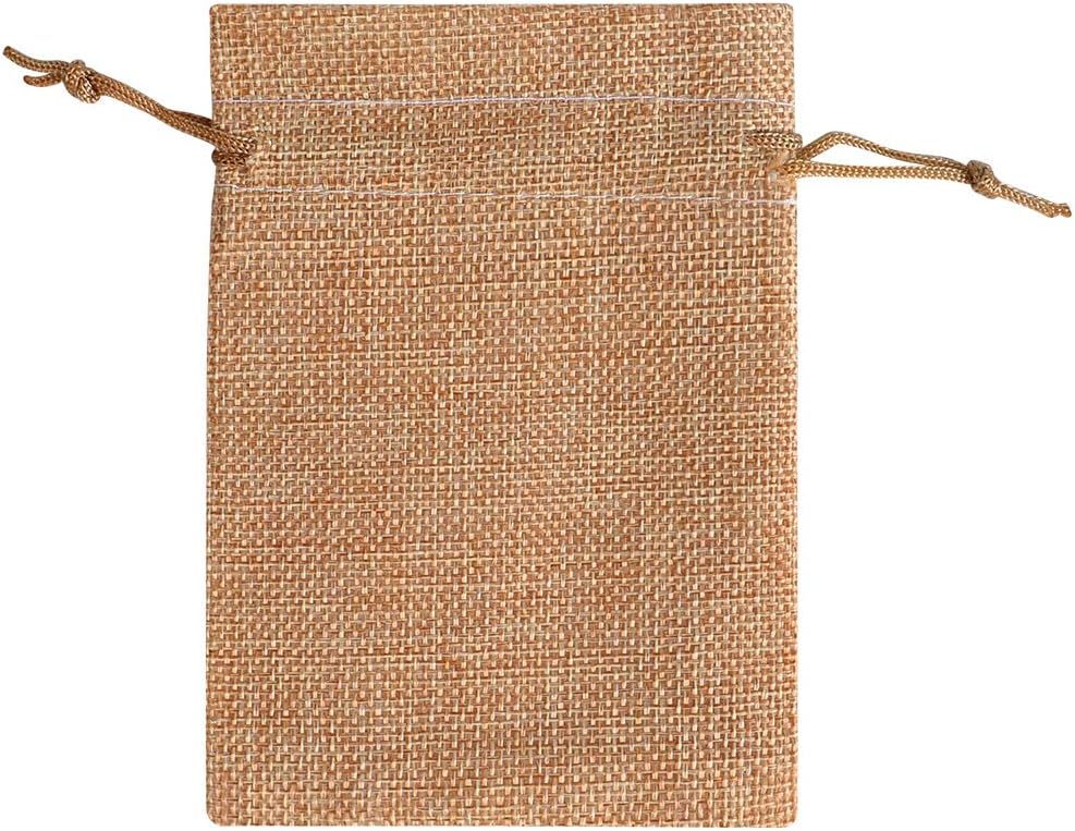 Lucky Monet 25/50/100PCS Burlap Gift Bags Wedding Hessian Jute Bags Linen Jewelry Pouches with Drawstring for Birthday, Party, Wedding Favors, Present, Art and DIY Craft (25Pcs, Coffee, 4” x 6”)