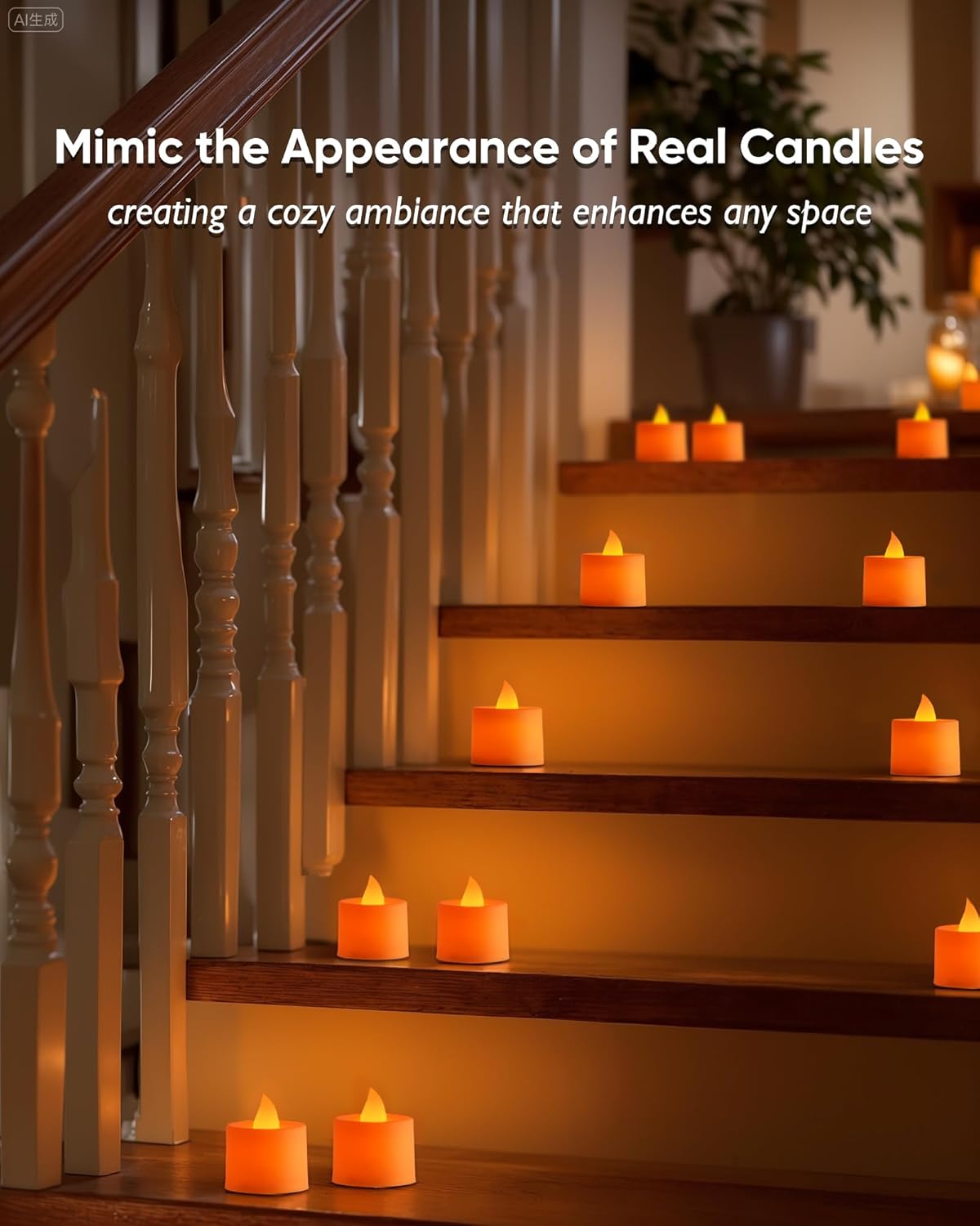 Amagic 24 Pack Halloween Orange LED Tea Lights, Flameless Votive Candles Battery Operated, Electric Fake Colored Tealights Candles for Party, Christmas, Thanksgiving, Table Centerpiece, Holiday Decor