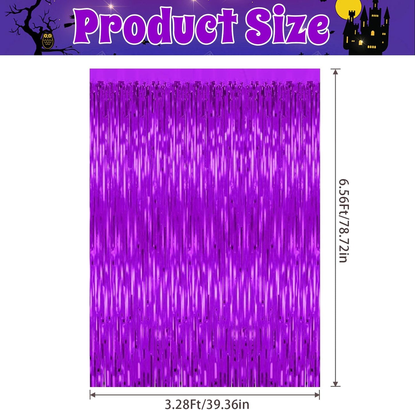 3 Pack Purple Backdrop Tinsel Streamers Foil Fringe Backdrop Halloween Party Decorations Purple Backdrop Curtain Birthday Graduation Bachelorette Christmas New Year Party Decorations