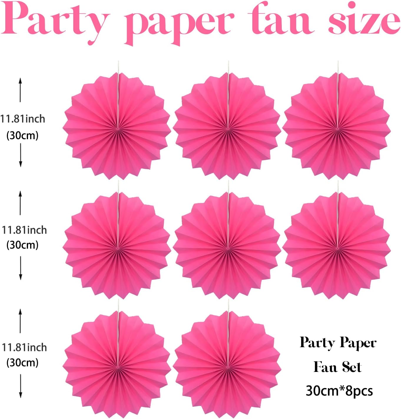 Red Graduation Party Decor,Girls Party Decorations ,Party Supplies Party Fans 12in, Anniversary Decorations for Party,Wedding Graduation Events Accessories 30 Color DIY Set （Rose Red）