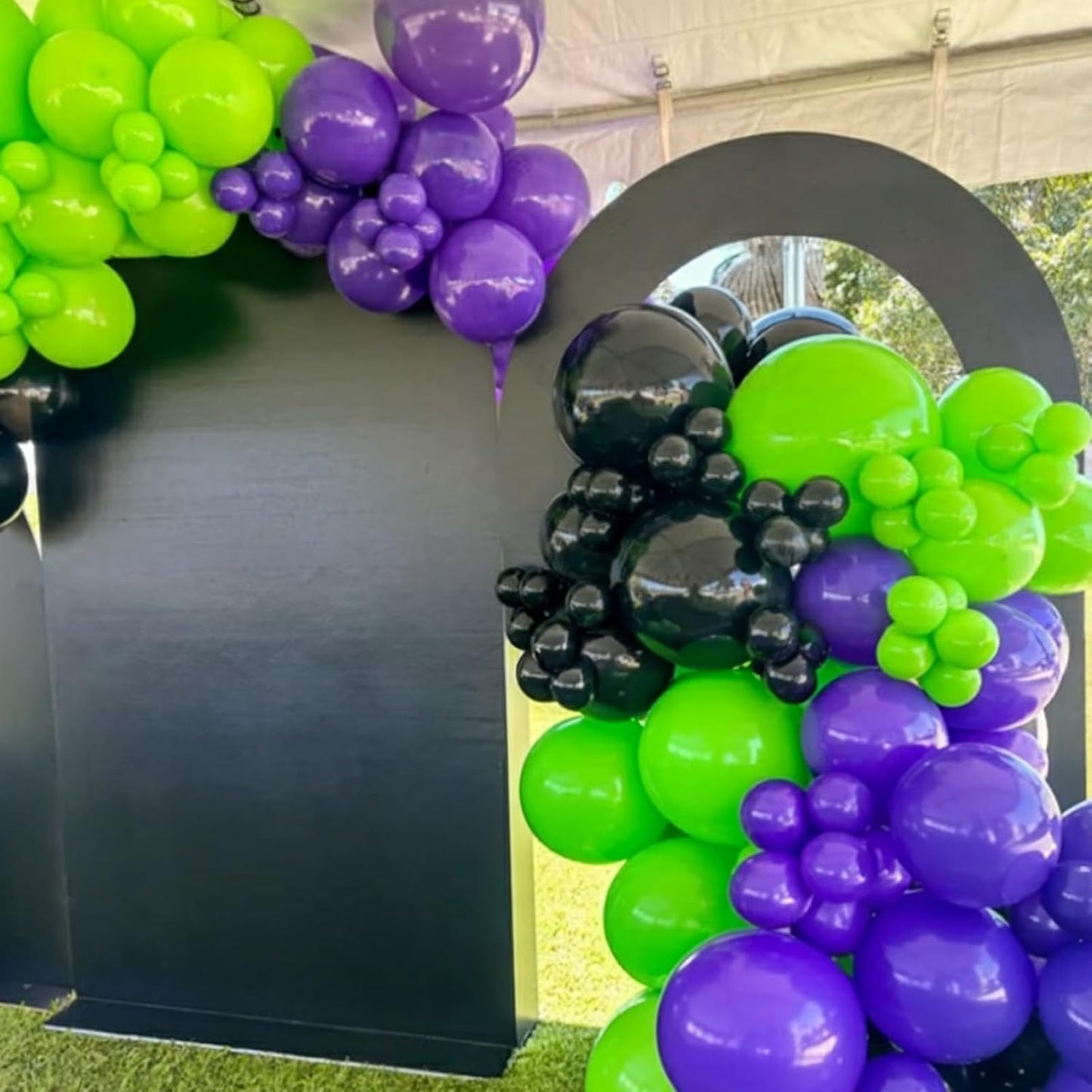 Purple Green Black Balloons, 12 Inch Fruit Green Dark Purple Black Balloons with Star Foil Balloon for Boys 2nd 3rd 4th Birthday Party Baby Shower Decorations