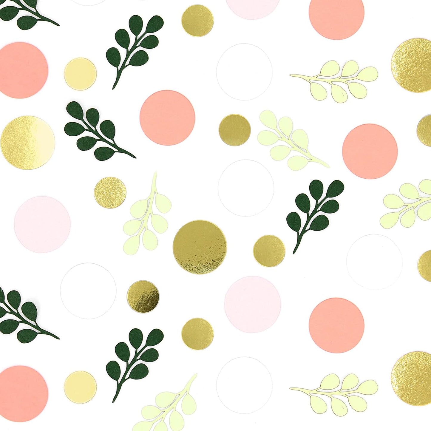 300PC Sage Green Gold Pink Round Dots Confetti for Girl Baby Shower Decorations Greenery Eucalyptus Scatter Birthday Decorations for Women Bridal Shower Wedding Confetti Party Decor Supplies