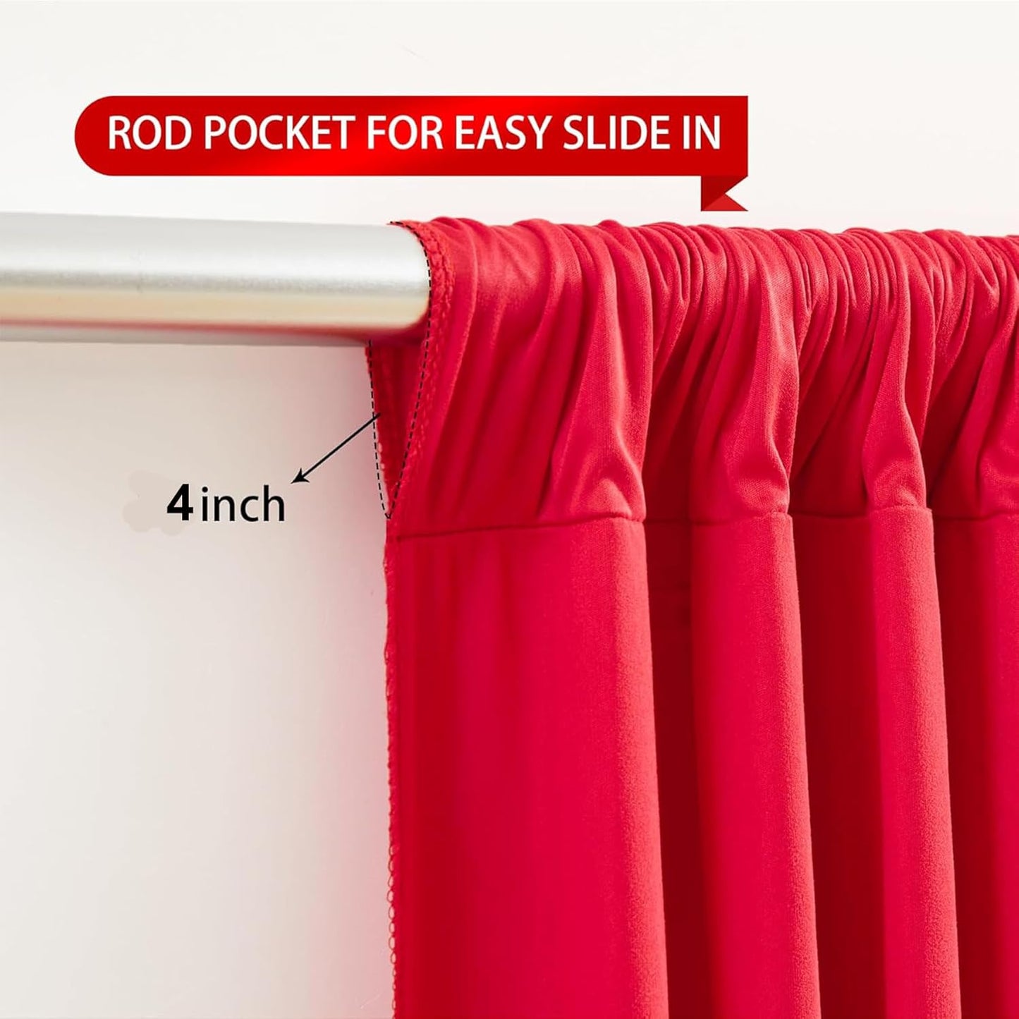 50ft x 15ft Red Wrinkle Free Backdrop Curtains for Parties,Silky Polyester Fabric Wedding Ceiling Drapes, 10 Panels 15ft Photo Back Drop Drapes for Baby Shower Photography Stage Background Cloth