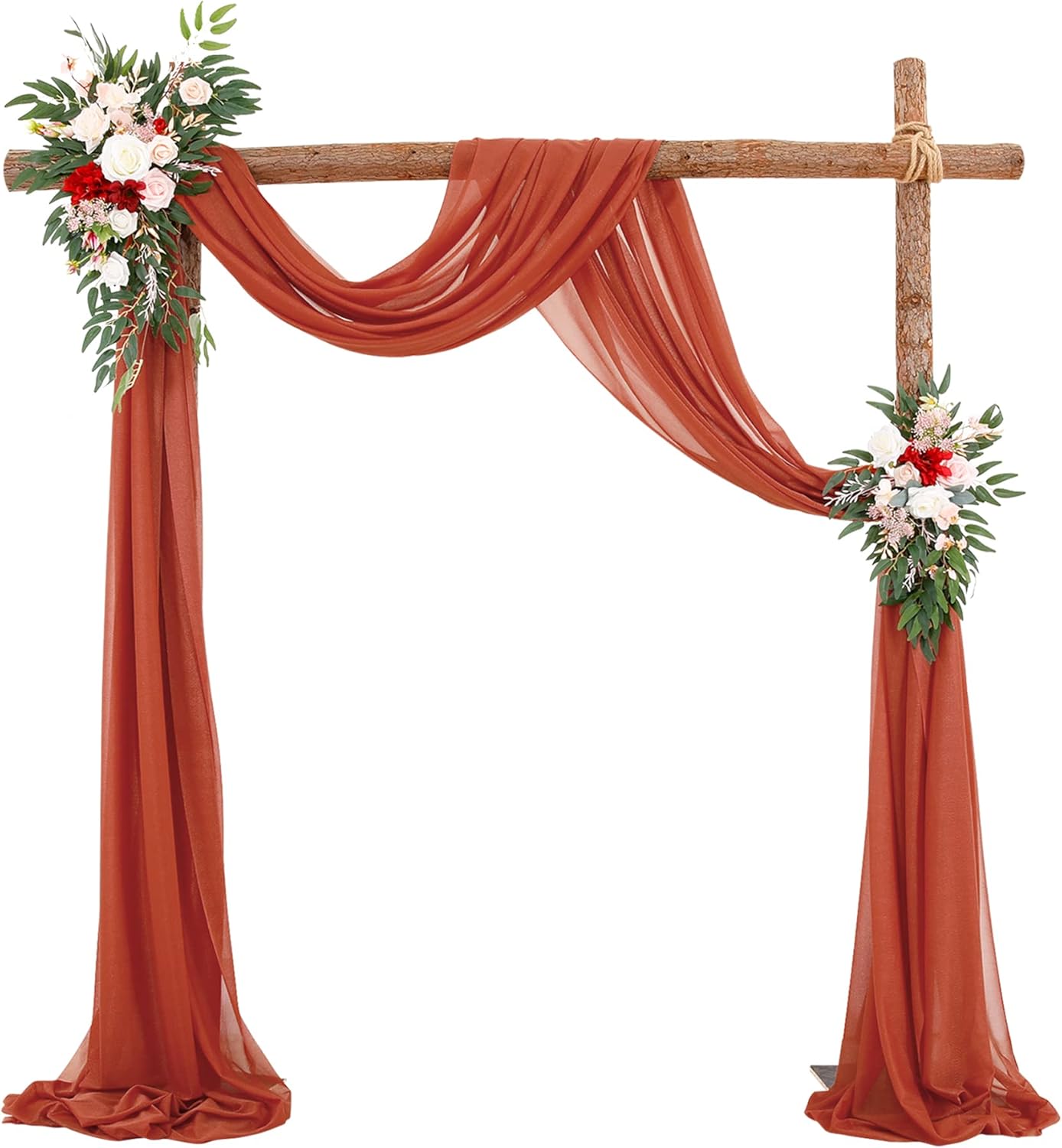 Arch Drapes for Wedding Arch Draping Fabric Terracotta Sheer Backdrop Curtain for Ceremony Bridal Party Decor 6 Yards 19Ft Length x 28" Width 1 Panel