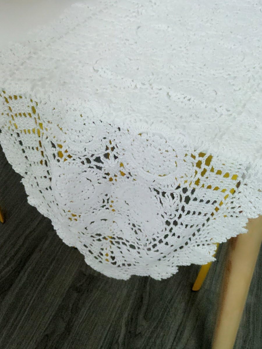 Cotton Handmade Crochet lace Table Runners Oval Tablecloth Doilies Doily Table Dresser Scarf Décor,15x35 inch,White