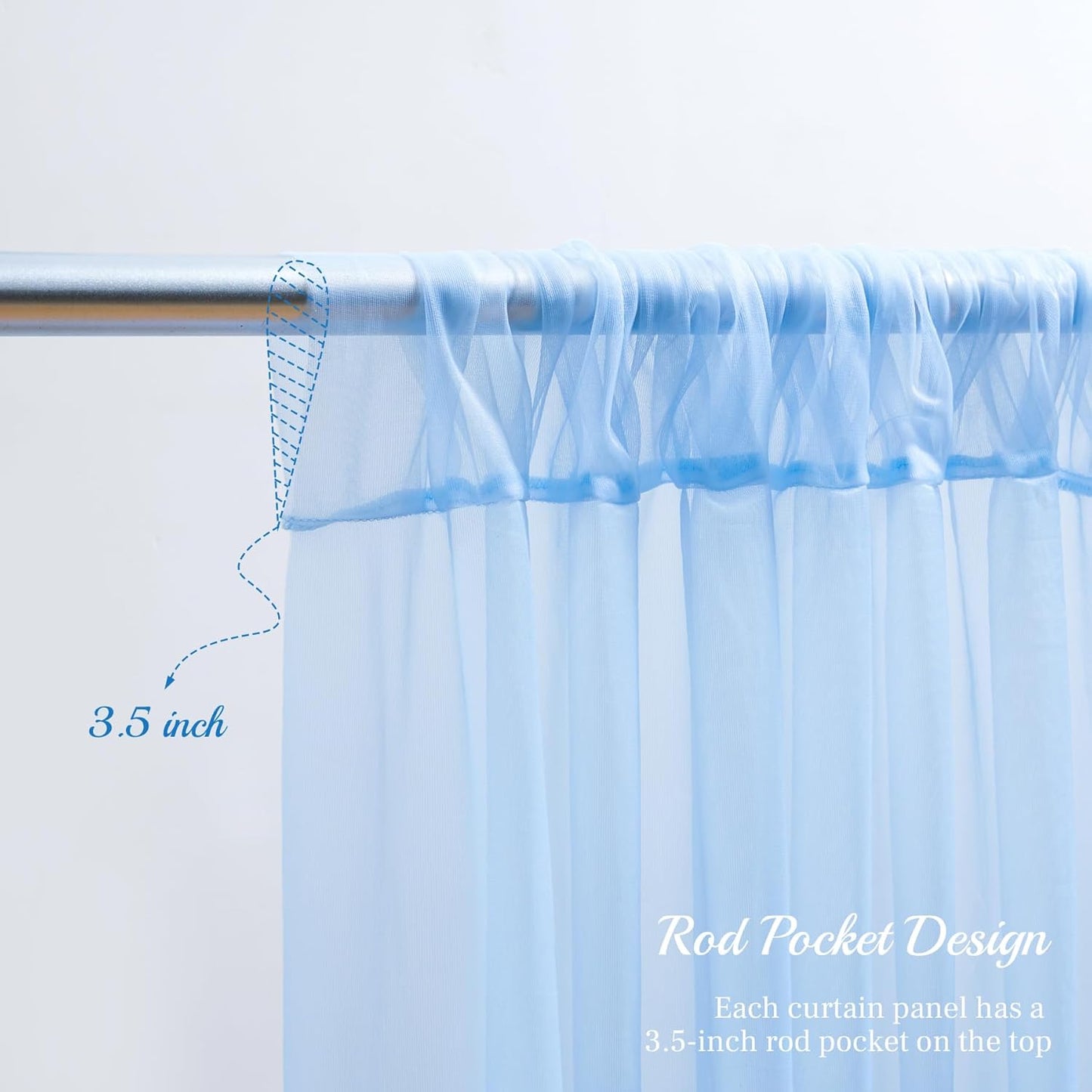 10x10ft Baby Blue Tulle Backdrop Curtain for Parites, Sheer Backdrop Curtains for Wedding Baby Shower Birthday Party Photo Shoot Decorations
