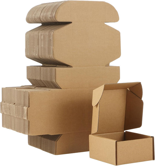 Qilery 200 Pcs Shipping Boxes Cardboard Gift Corrugated Cardboard Brown Boxes Mailer Packaging for Mailing Small Business Present (4 x 4 x 2 Inches)