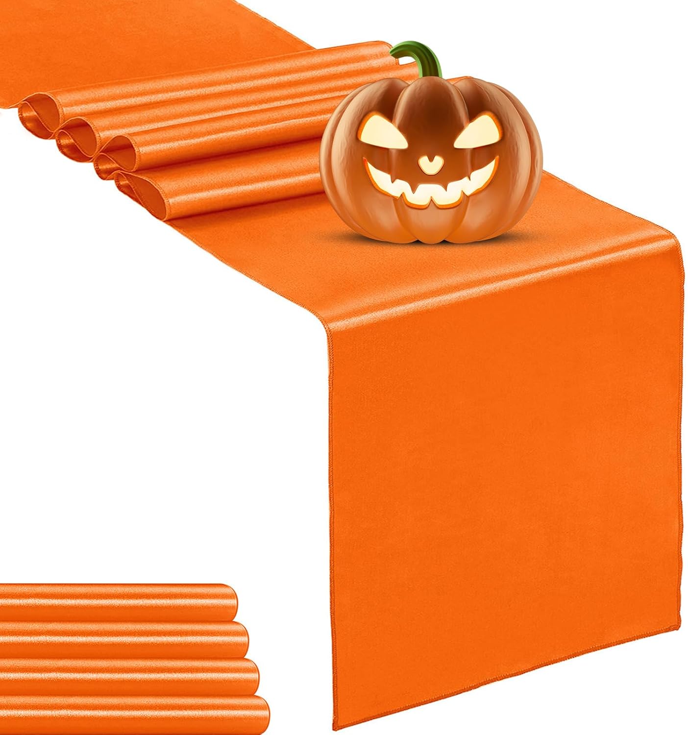 5-Pack Satin Table Runner Orange 12 x 108 inches Long, Table Runners for Wedding, Birthday Parties, Banquets Decorations（5 Pack, 12x108 Inch, Orange）