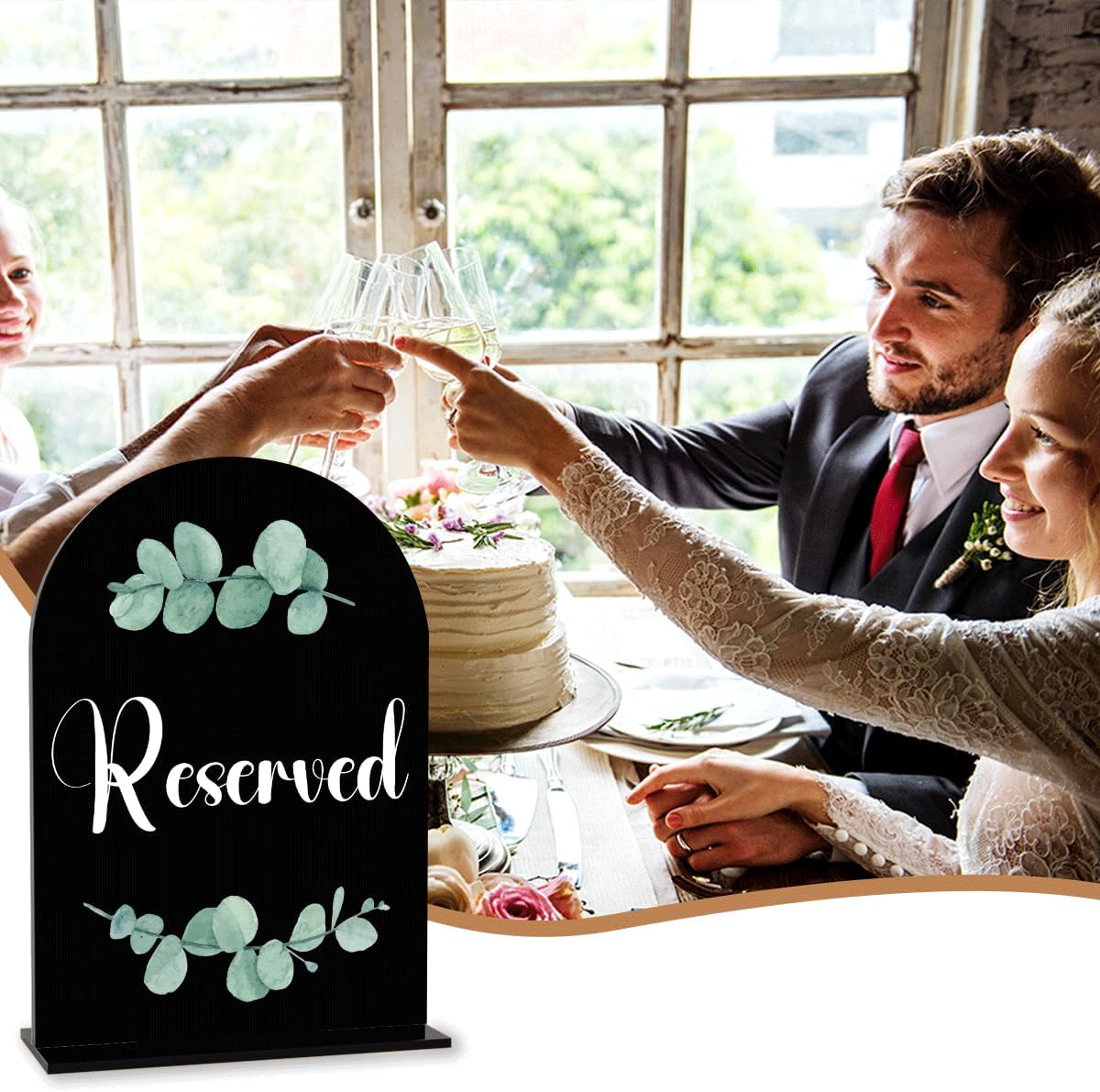 Black The Drinks are on Us Sign, Wedding Engagement Bridal Shower Party Decor for Reception Ceremony, Open Bar Signs, Weddings Table Acrylic Sign