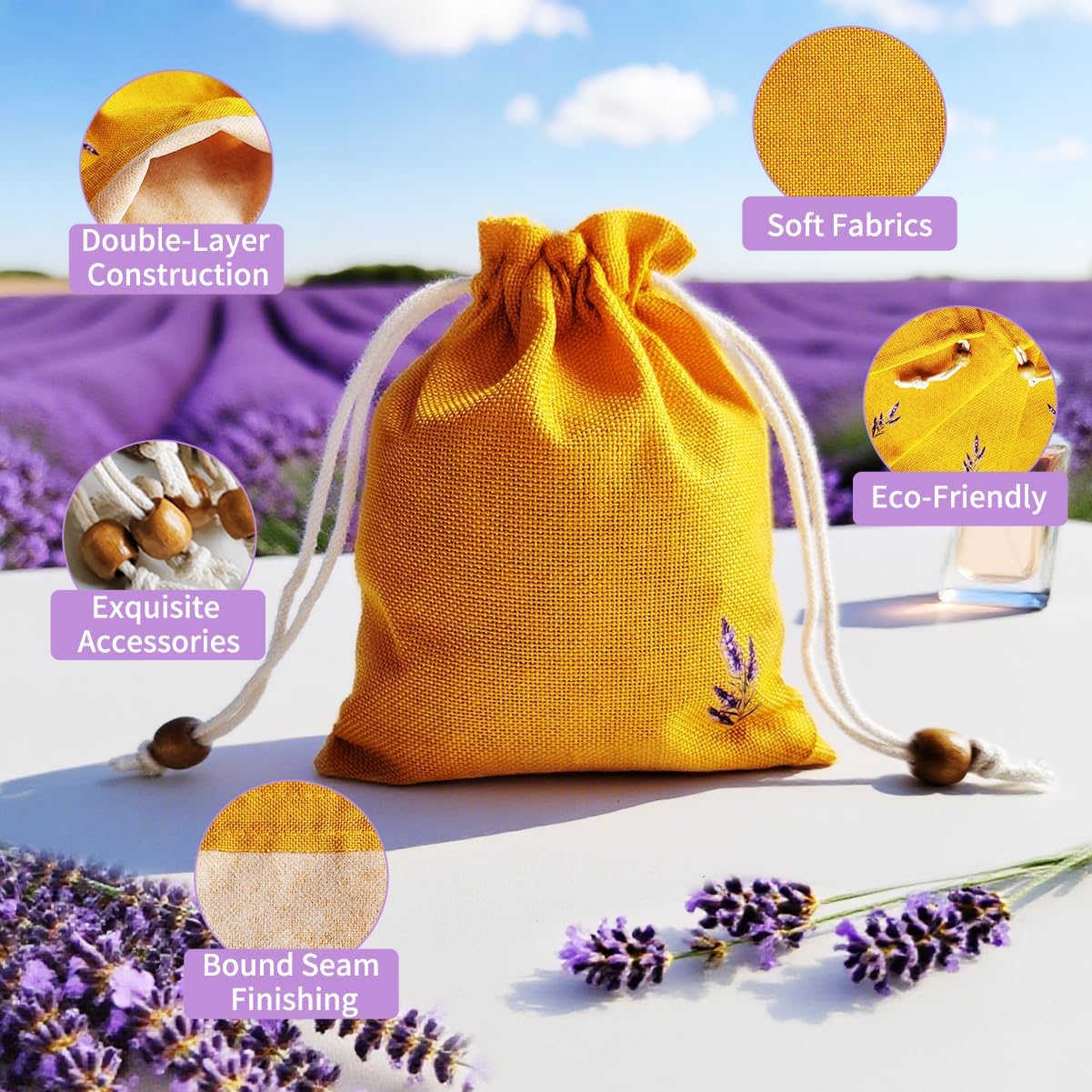 Daclubmenxy D&C 20PCS Sachet Bags Empty for Lavender, Burlap drawstring bags, Jewelry Pouches 4.5'' x 6.0'' Drawstring Gift Bags for Wedding, Christmas, Party Favor Bags (Orange, 4×6in)