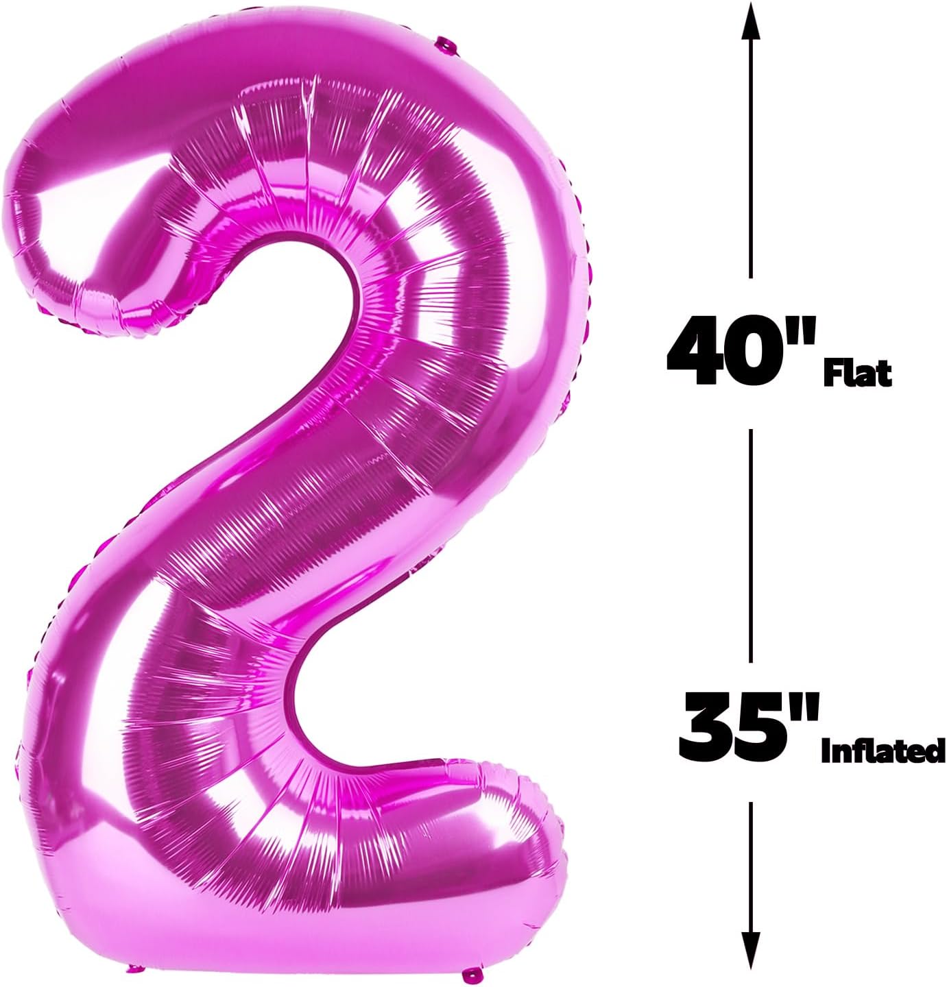 Big 40 Inch Rosy Purple 2 Number Balloon Birthday Decoration, 2026 Rosy Purple Number 2 Helium Balloons 12 20 22 23 24 26 28 32 42 Celebration, Boy Girl Baby Anniversary Party Graduations Supplies
