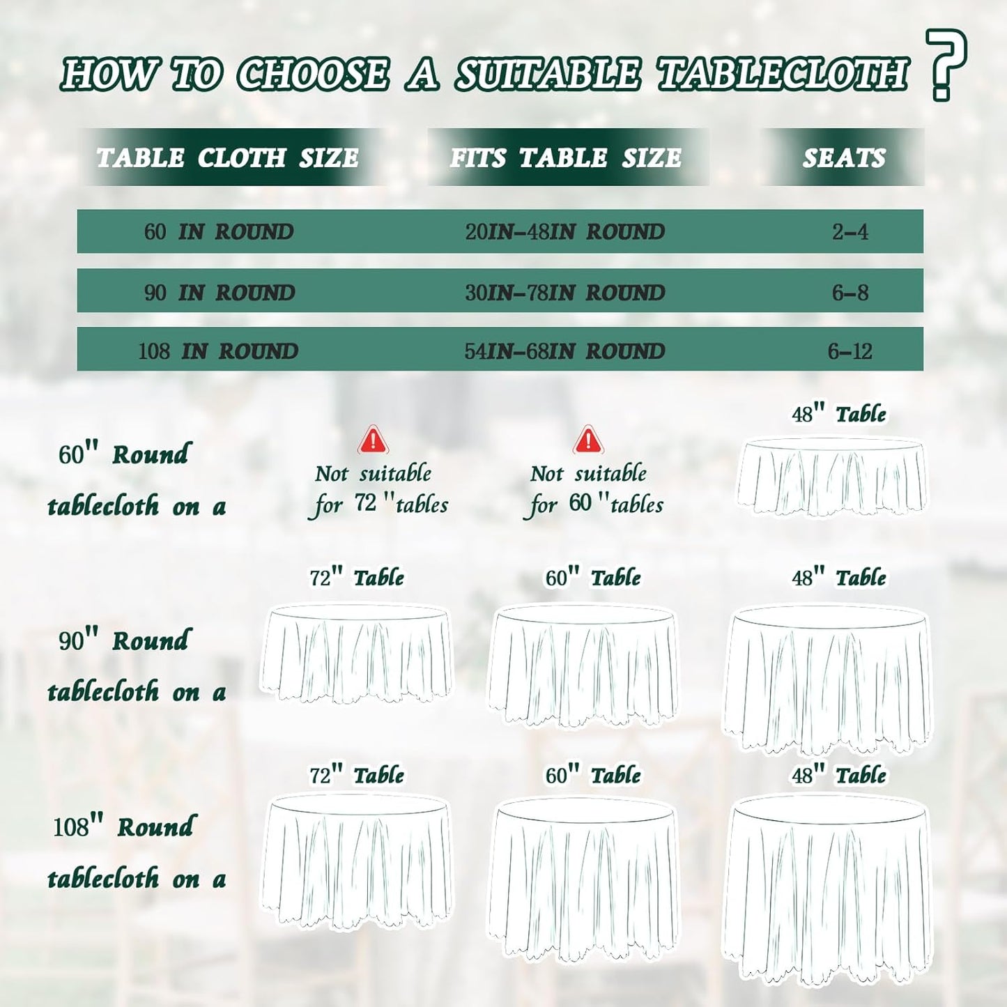 KKJIAF 1 Pack Round Table Cloths 90 Inch, Hunter Green Overlay Round Satin Table Cover, Silky Satin Dining Tablecloths for Wedding Buffet Parties Banquet Decoration