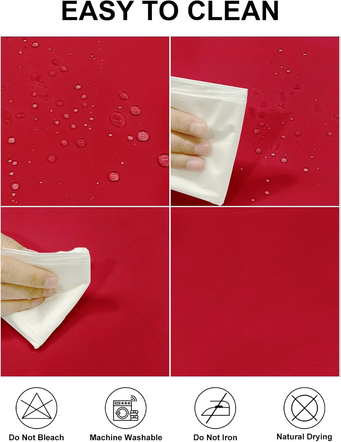 Fokitut 2 Pack Waterproof Square Tablecloth, 90x90 Inch, Stain Resistant and Wrinkle Polyester Table Cloth, Fabric Table Cover for Kitchen Dining, Wedding, Party, Holiday Dinner-Red