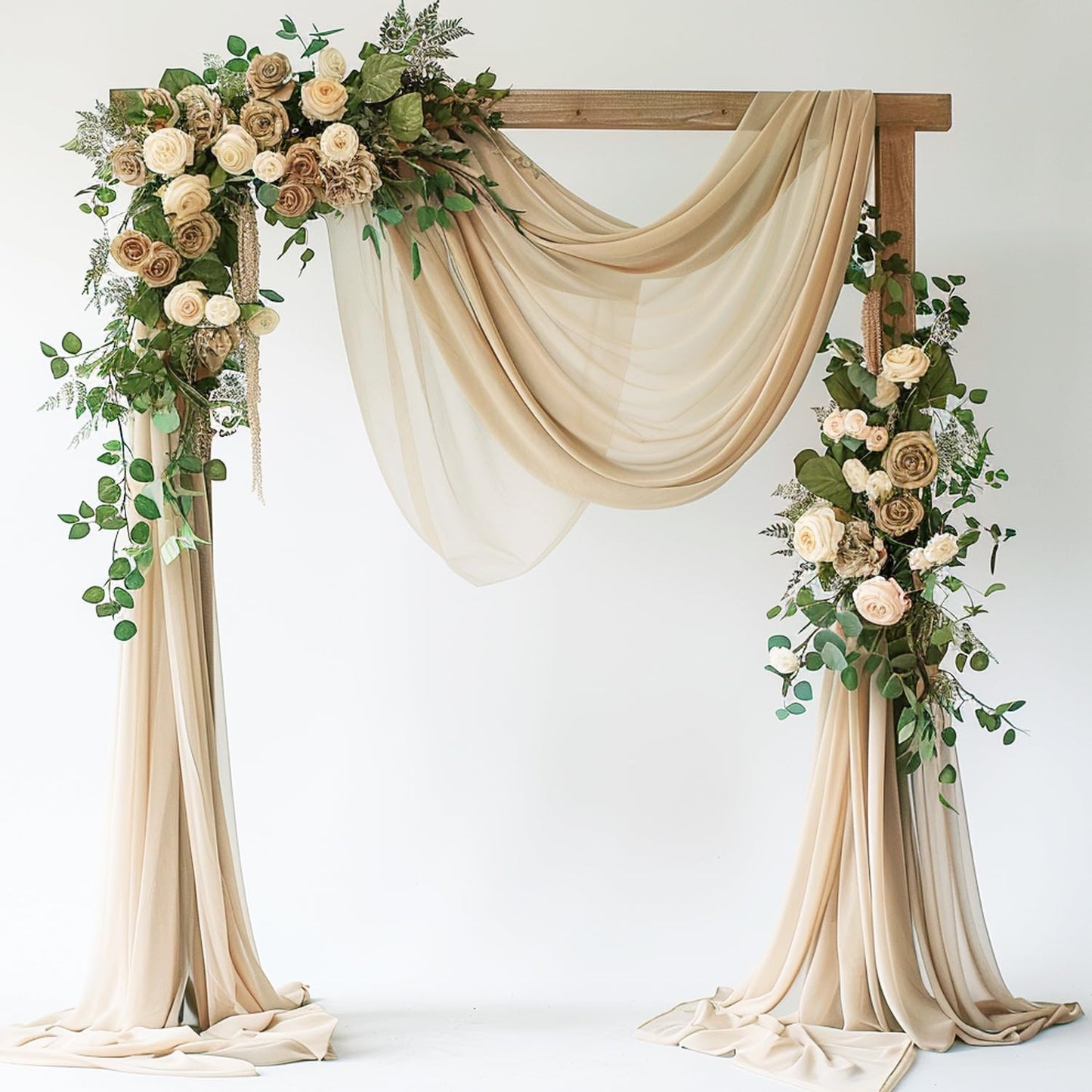 Wokceer Wedding Arch Draping Fabric 28.7" x 20FT Champagne Drapes Sheer Fabric Backdrop Arch Draping Fabrics for Wedding Ceremony Birthday Party Bridal Shower Decoration
