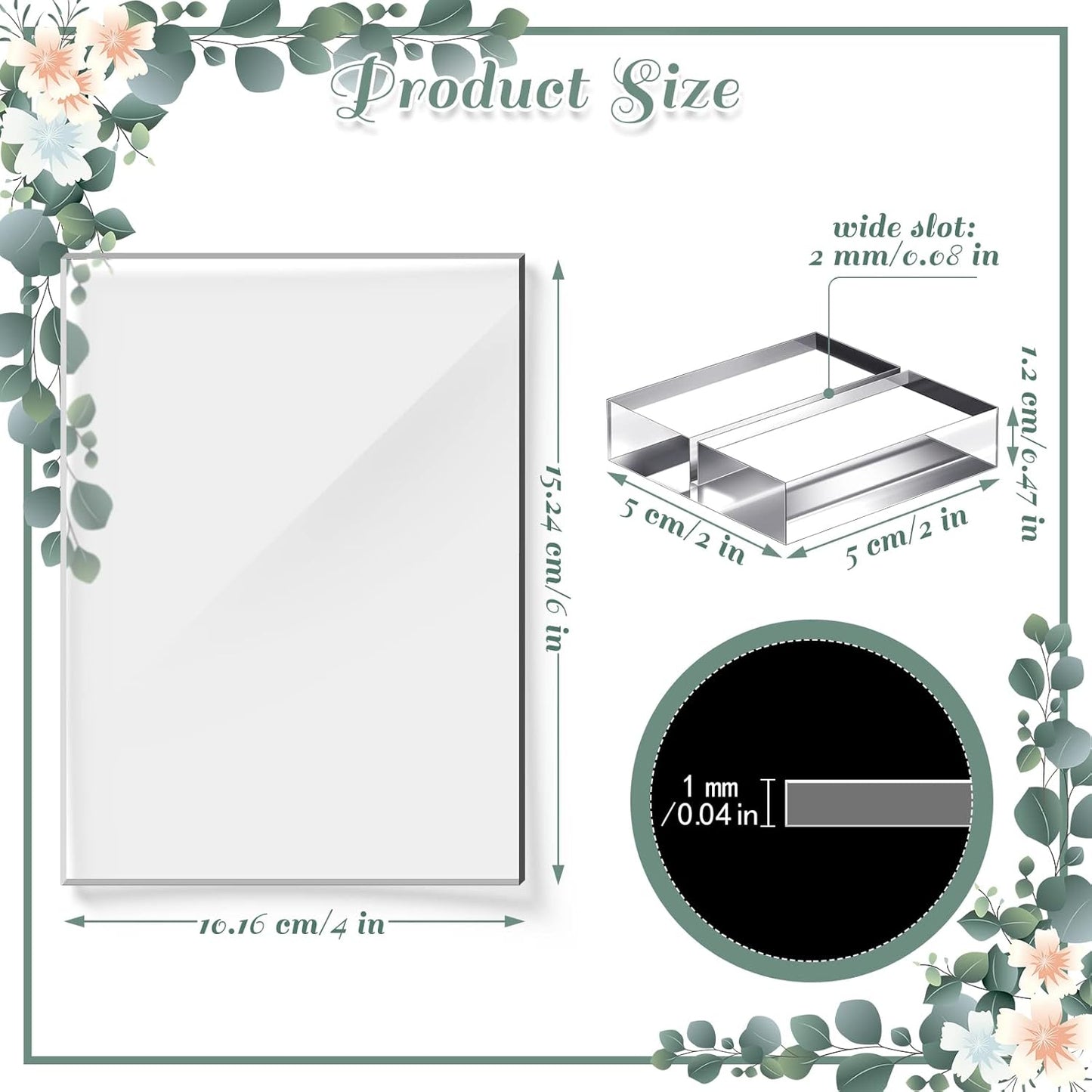 Yulejo 12 Pcs Clear Acrylic Place Cards with 12 Acrylic Holder Wedding Table Numbers with Acrylic Stand DIY Table Name Cards Plates for Wedding Reception Banquet Decors (4 x 6 x 0.08 Inch)