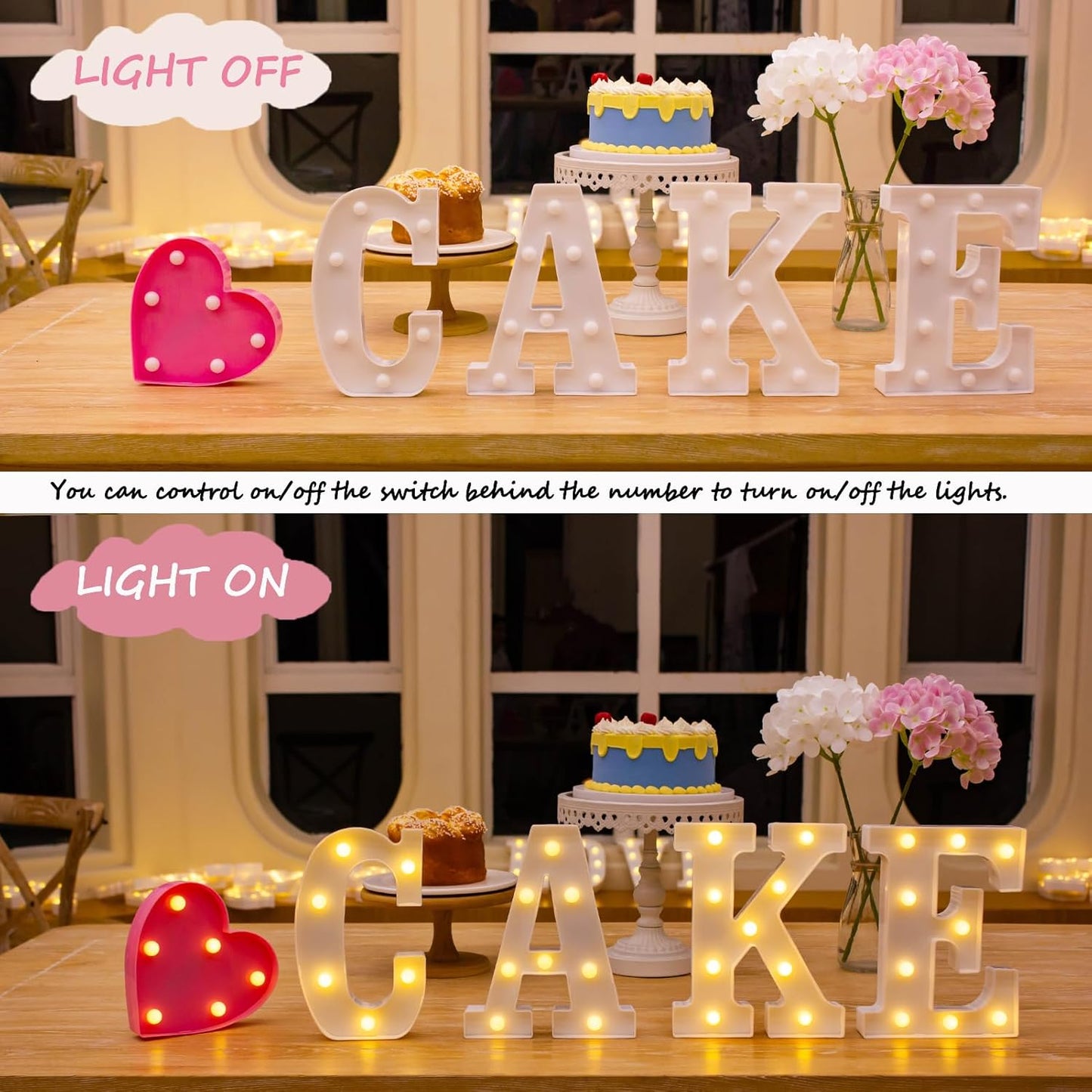 Led Light Up Letters, Led Marquee Letter Lights Love Sign, Decorative Numbers Light, Battery Powered Letter Sign Lights for Love Decor-Warm White