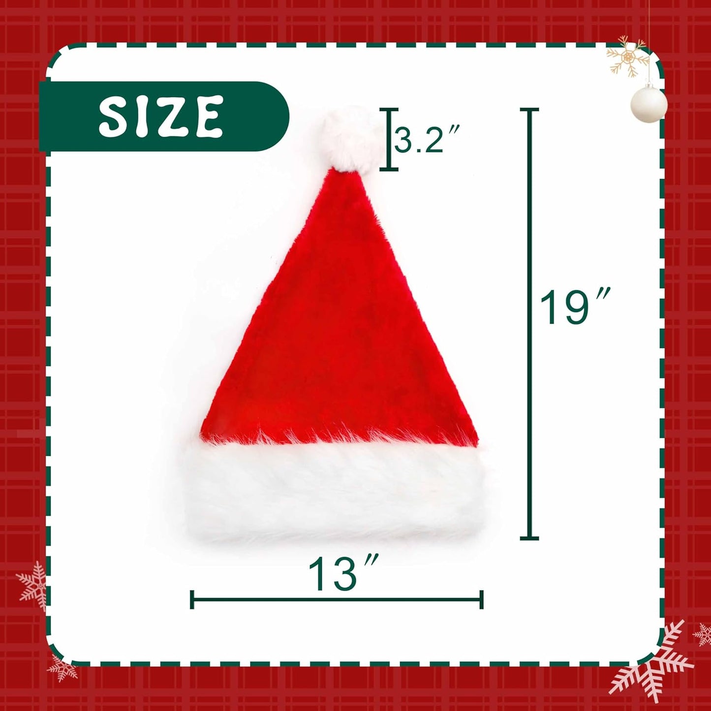 MNKXL Velvet Santa Hats Adults,Santa Hat for Women and Men,Unisex Soft Thicken Fur Santa Claus Hat,Christmas Holiday Headwear