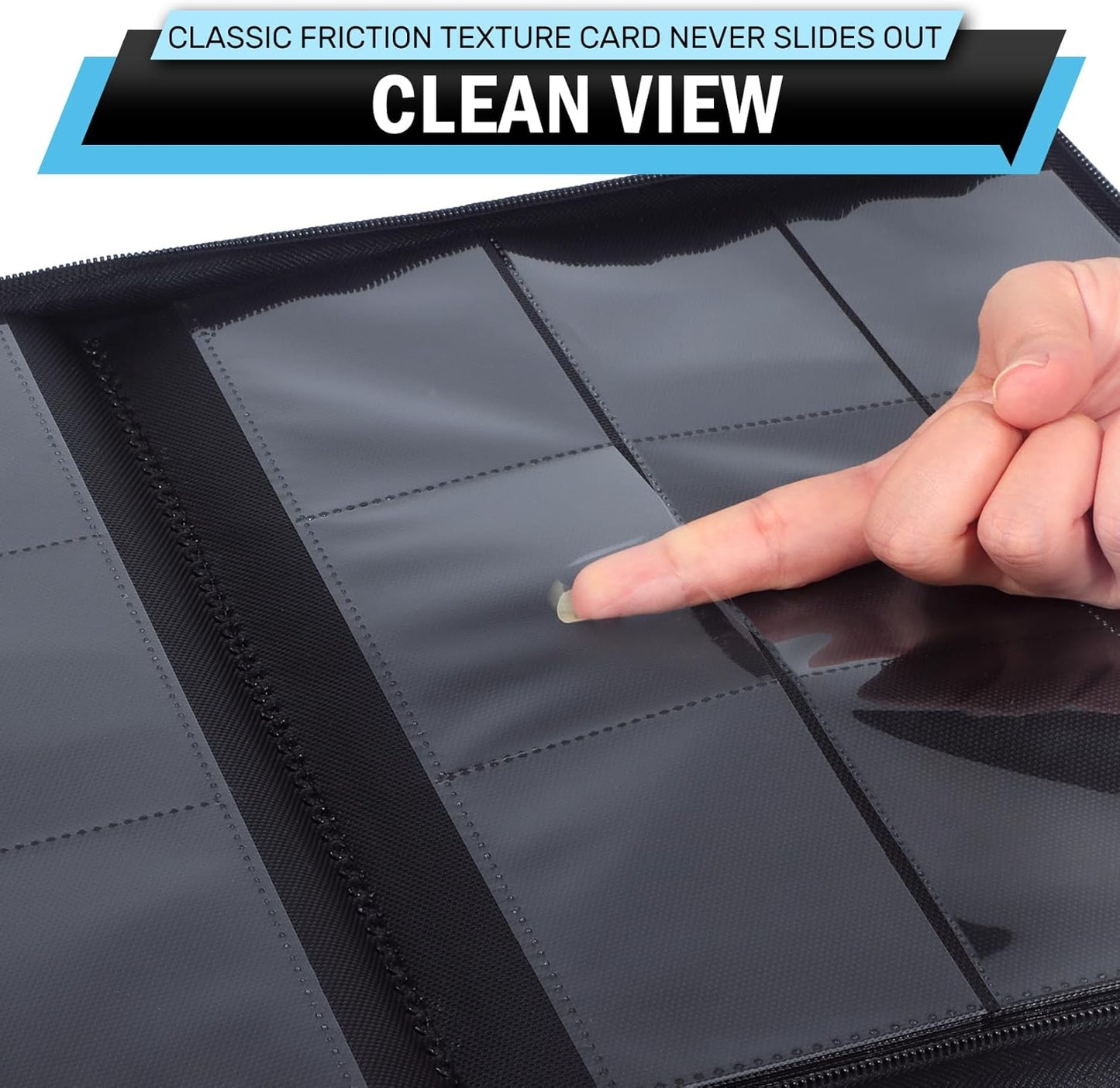 Trading Card Binder 9 Pocket, Zofly Zipper Card Collection Binder Album, Sturdy 540 Side-Loading Card Folder Holder for MTG, TCG, Sports Cards, Game Cards, Black