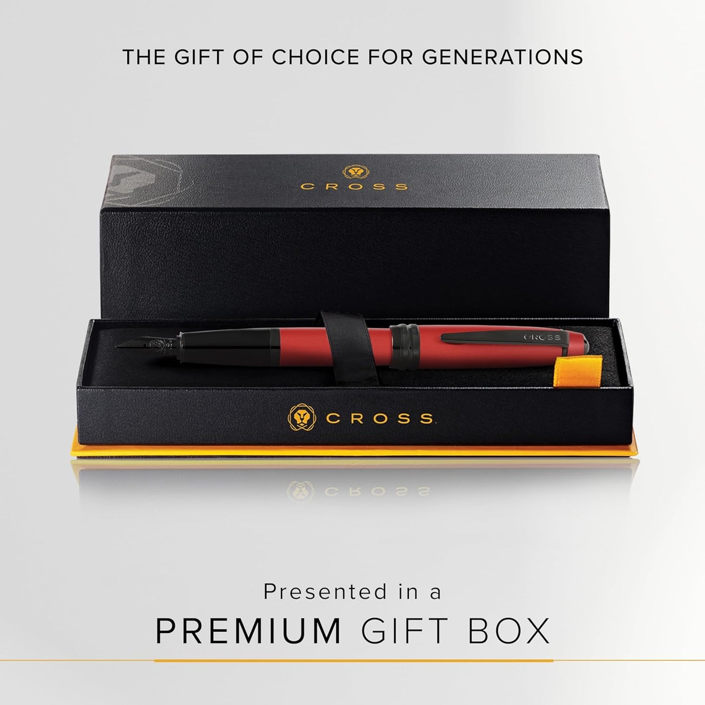 Cross Bailey Refillable Fountain Presented in a Premium Gift Box - Medium Point, Black Ink, Matte Red