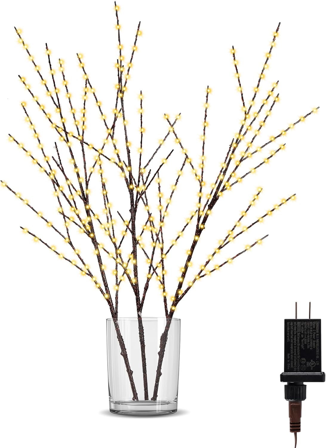 33in Lighted Branches with 180 LED Lights, Twinkling Light Up Tree with Timer, DIY Flexible Lighted Branches for Home Décor, Bedroom, Wedding, Party