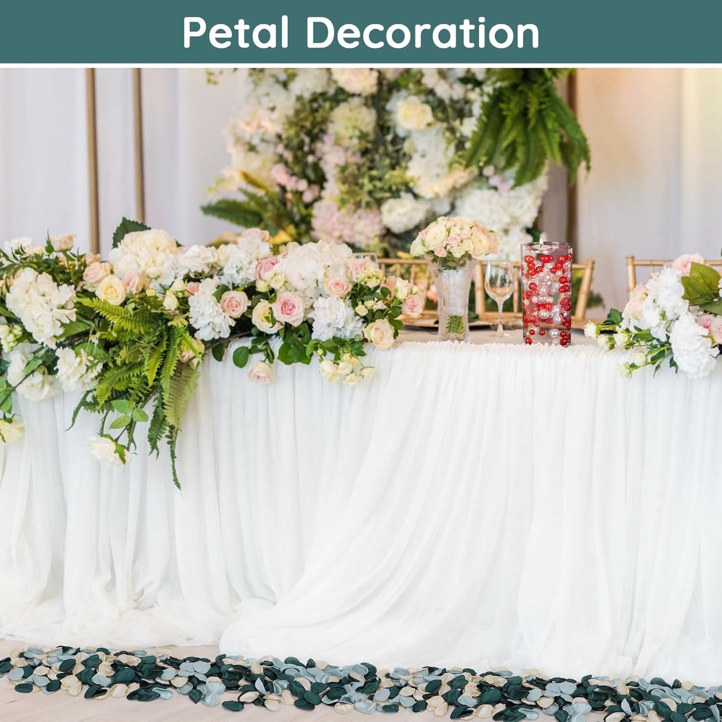 Suream Flower Girl Petals, 300 Pcs Rose Petals Decorations, Silk Flower Petals for Wedding, Fake Flower Petals for Bridal Showers, Wedding Decorations, Sweetheart Table Decor(Dark Green)