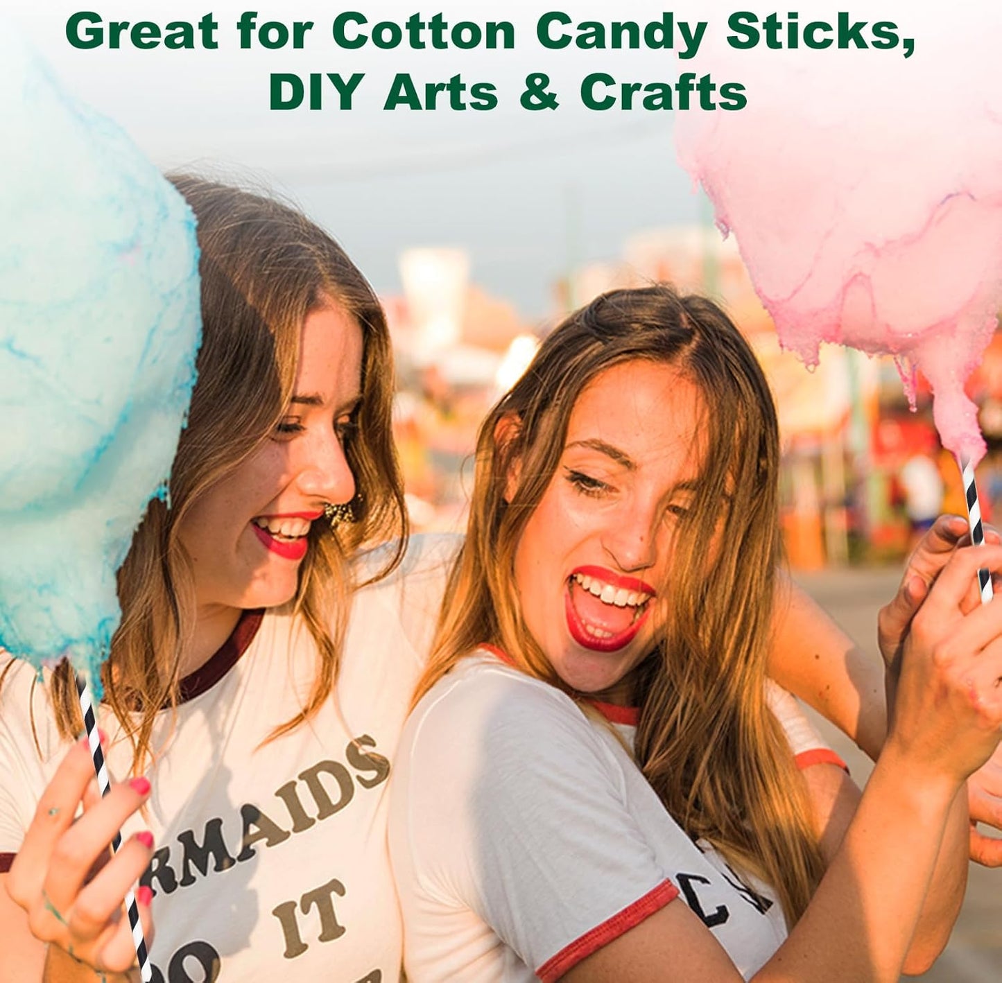 10.25" Long Disposable Paper Drinking Straws, 0.24" Diameter - Black/White Striped, Pack of 100