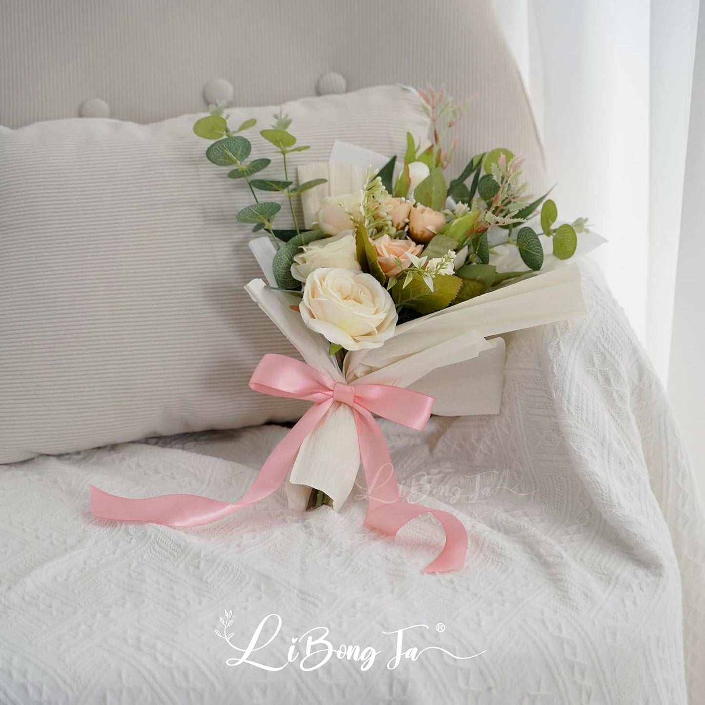 50 PCs Pink Bow Decor 5.5'' Satin Bows with Long Tail, Twist Tie Bows for Craft, Packaging Ribbon Bows, Premade Bows for Cake Decorating, Gift Bows for Treat, Wedding Favor, Party