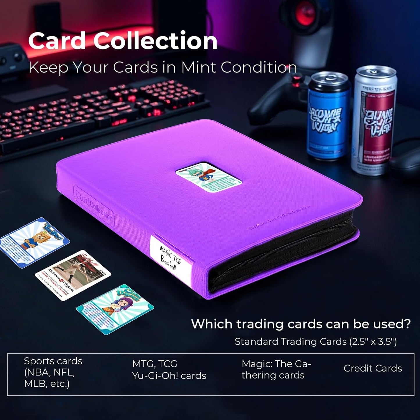 Premium ZiP Trading Cards Binder 9 Pockets, 936 Cards, Large Cards Book Album with Front Window & Lable Pocket, Card Collection Folder for TCG, MTG, Baseball, Football, Soccer and Games Cards